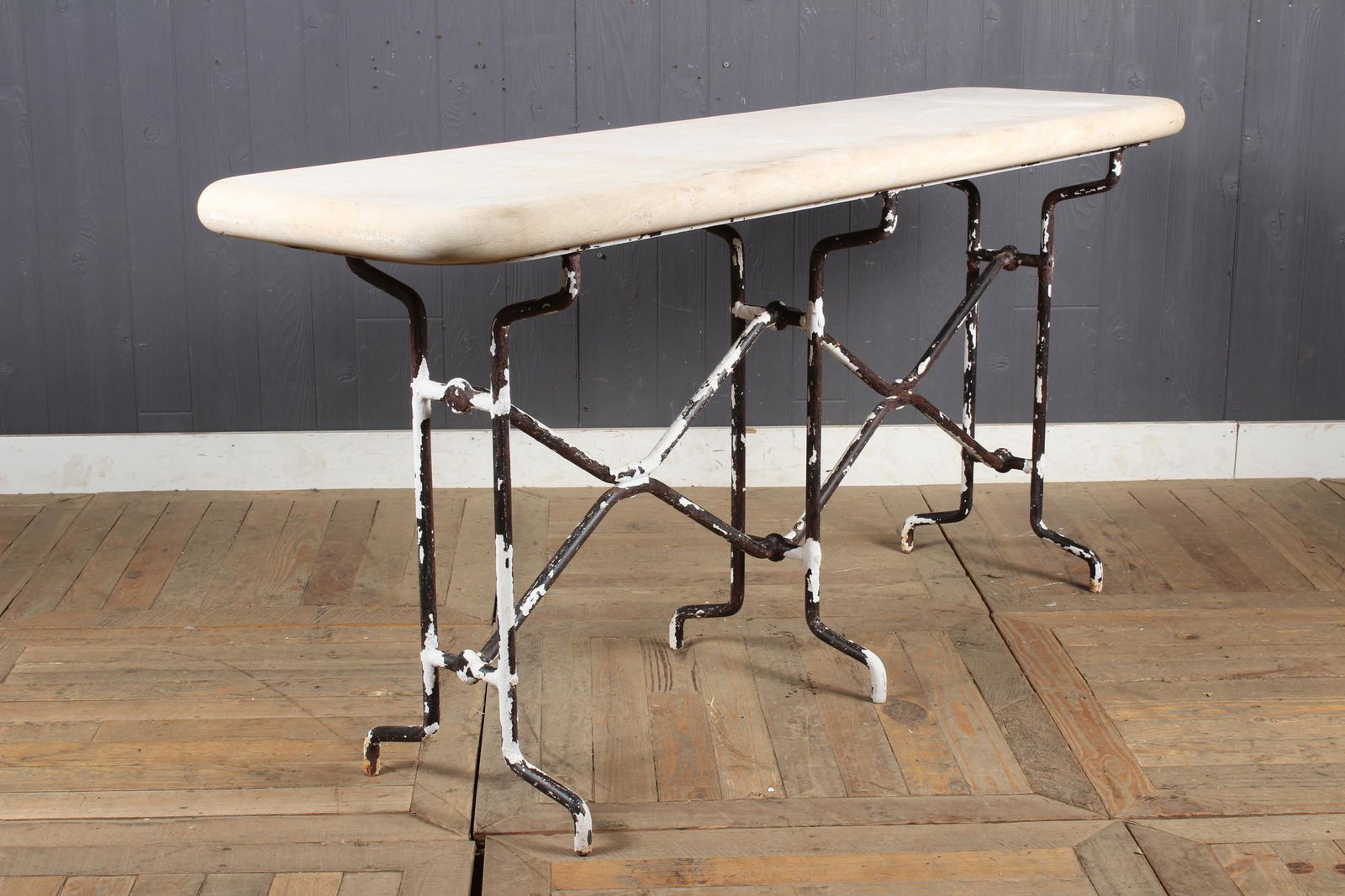 Wrought Iron Garden Table with Limestone Top (1 of 5)