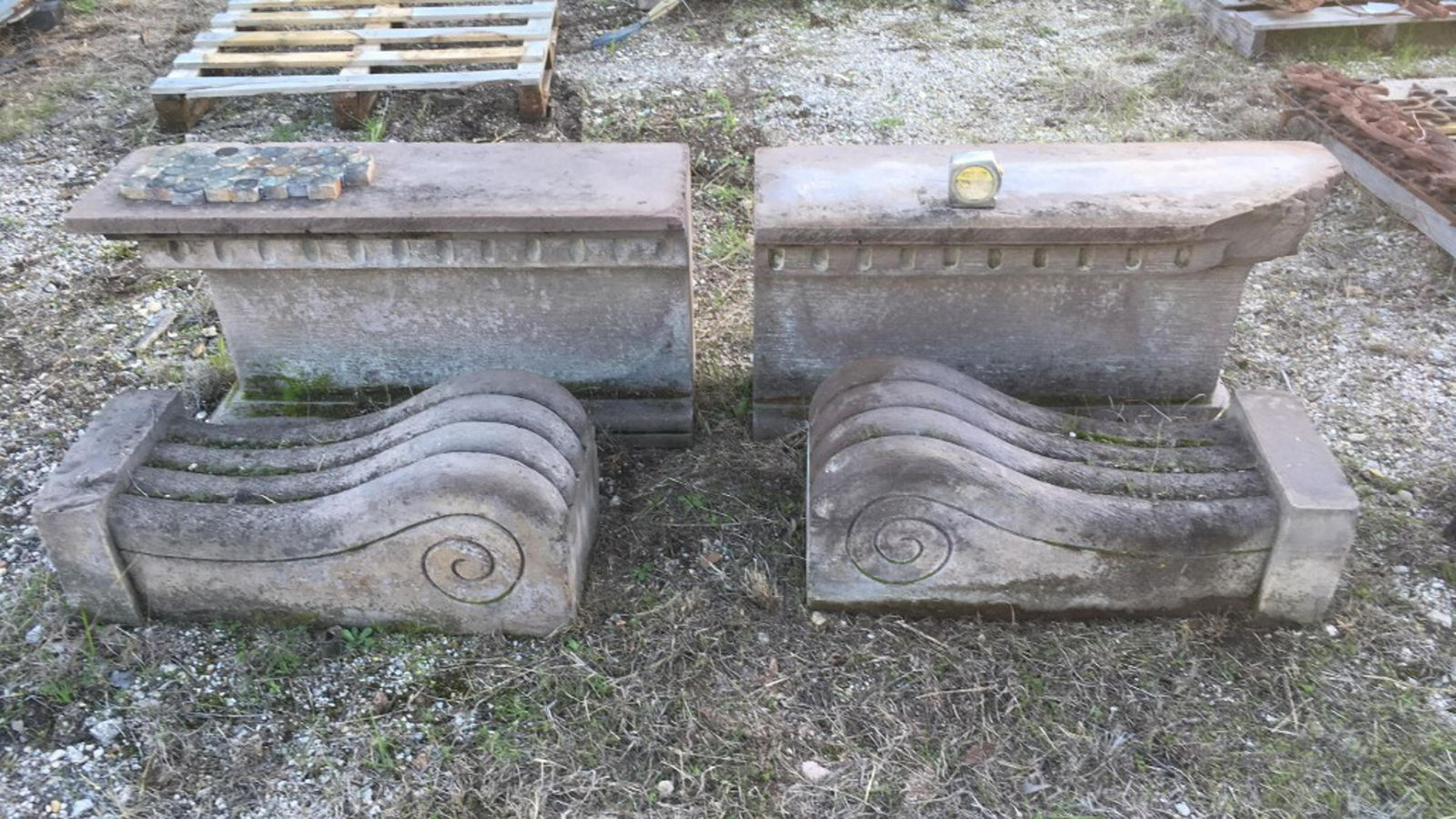 Carved Stone Fireplace Hearth Surround (1 of 4)