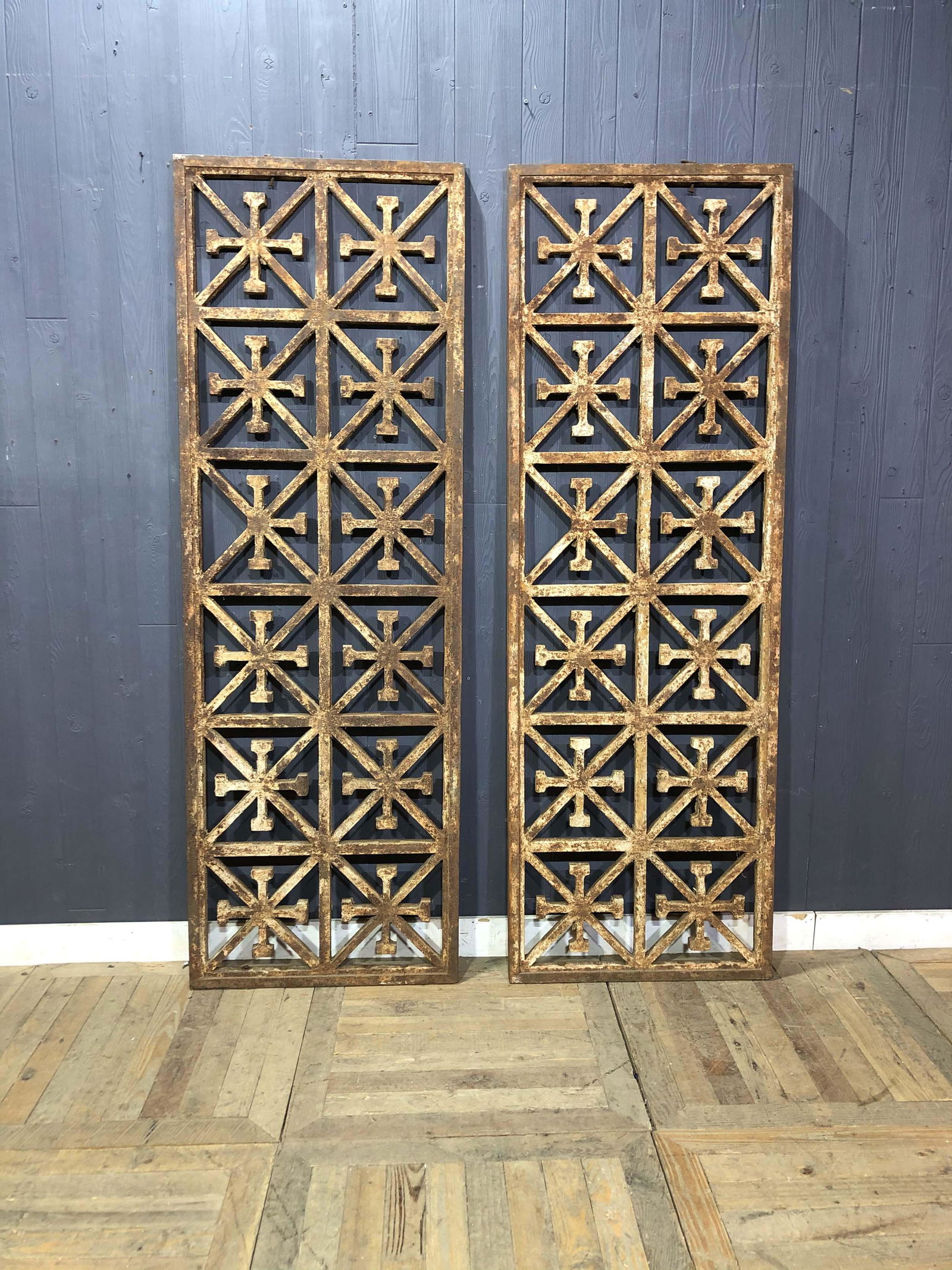 Pair 19th C Neoclassical Cast Iron Panels (1 of 5)