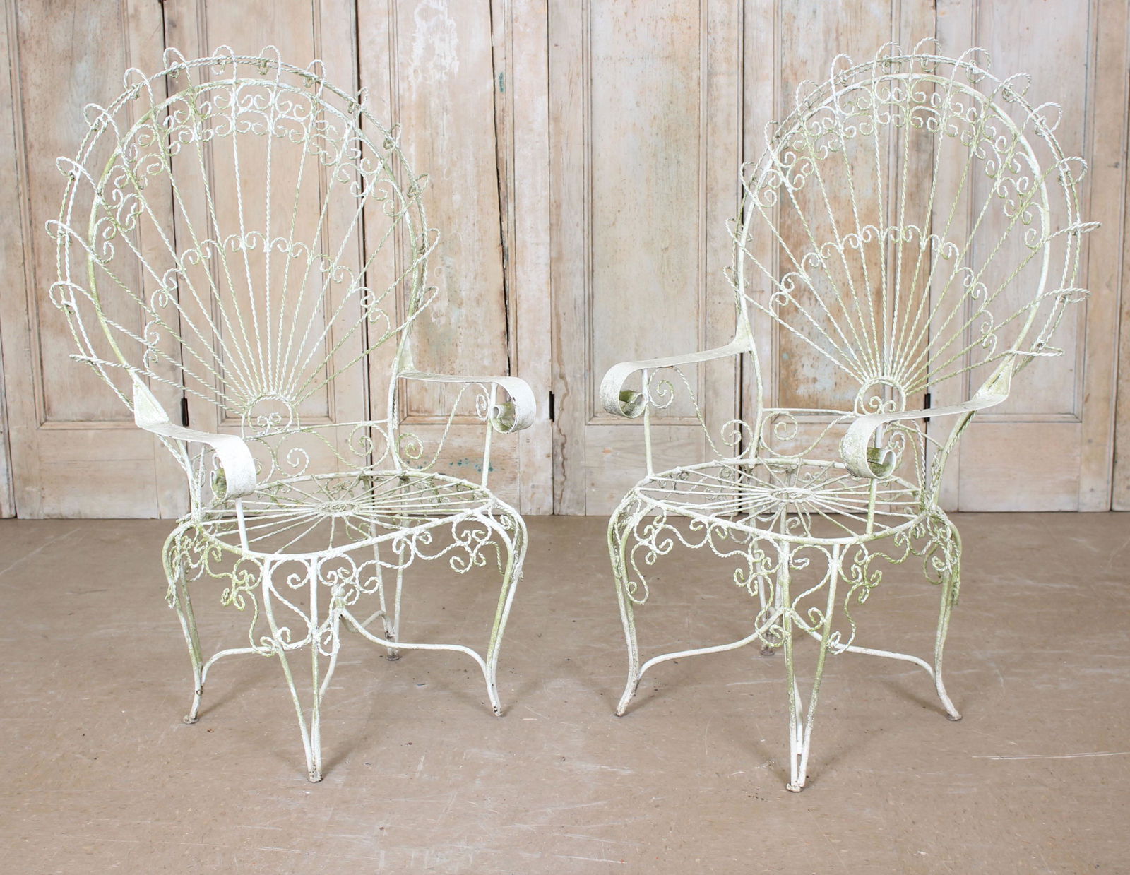 Pair Peacock Form Wirework Garden Chairs (1 of 6)