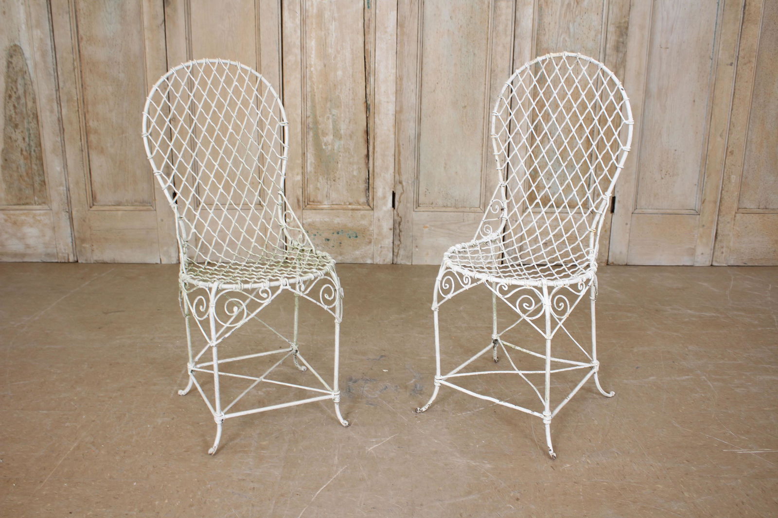 Pair Wirework Balloon Back Garden Chairs (1 of 5)