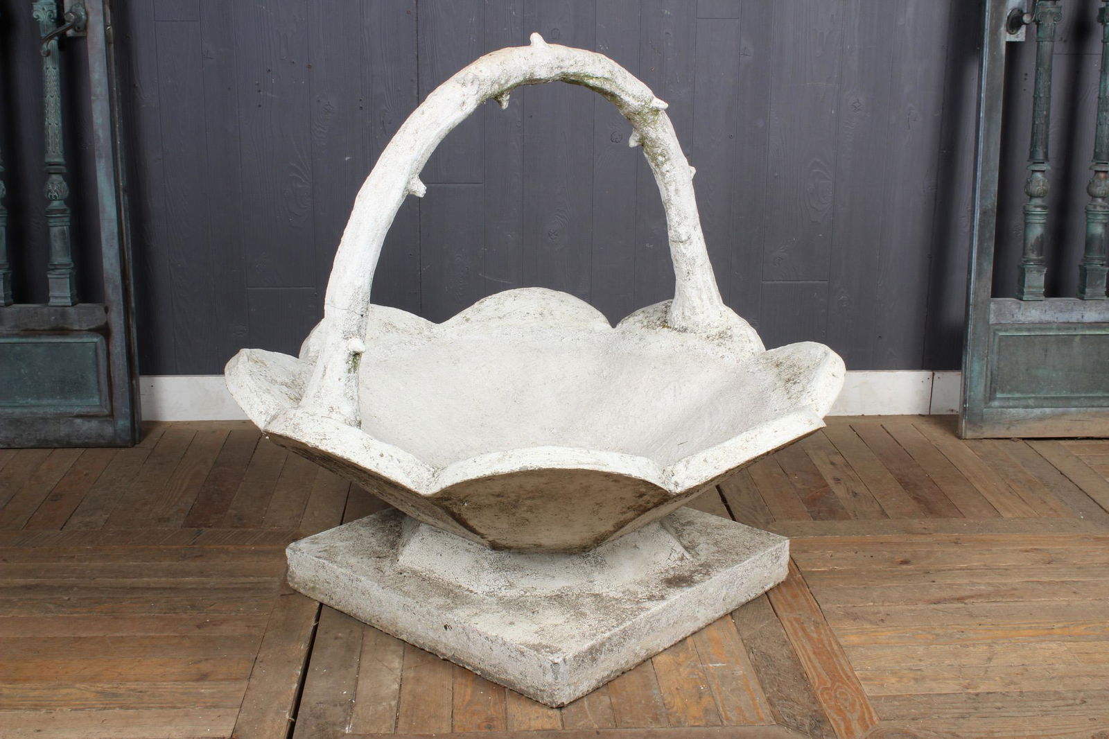 Good Belgian Cast Stone Basket Form Garden Urn (1 of 5)