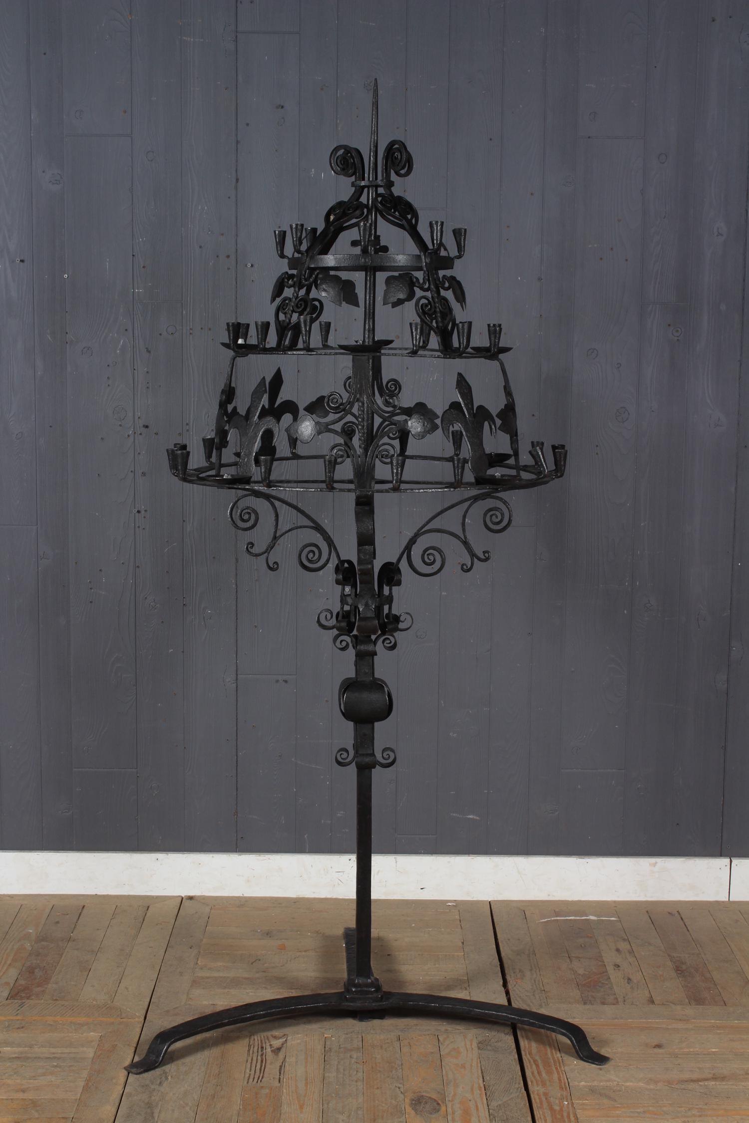 Continental Gothic Wrought Iron Floor Candelabra (1 of 5)