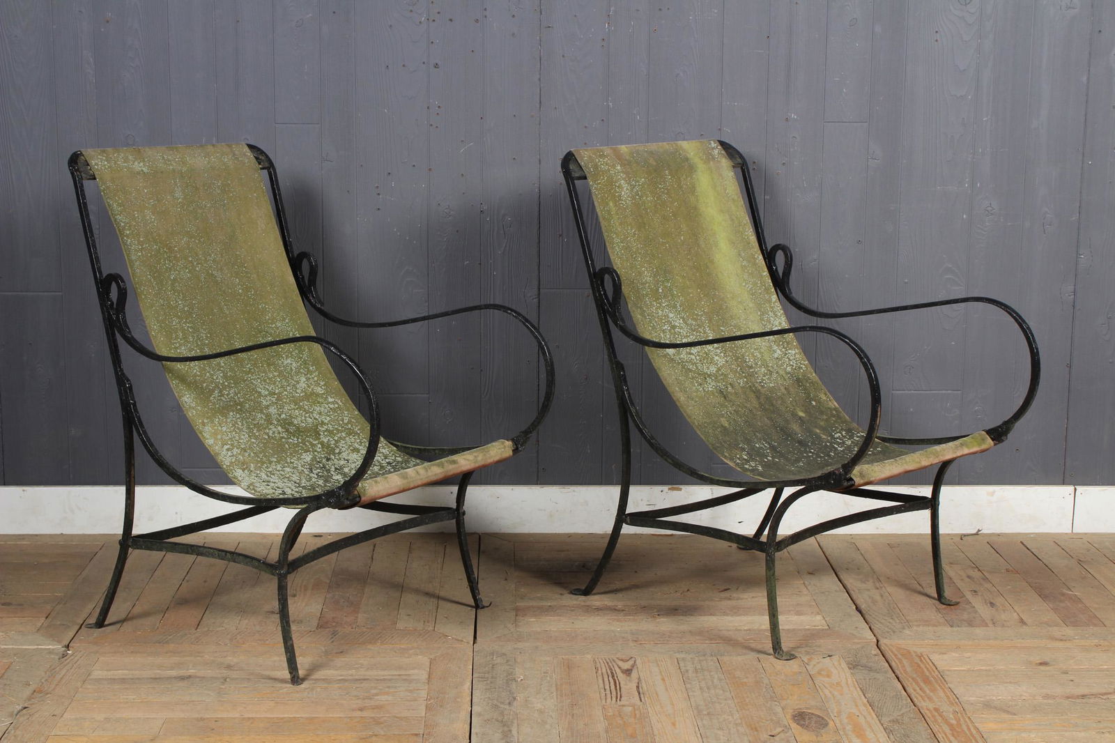 Pair Morgan Colt Wrought Iron Sling Chairs (1 of 4)