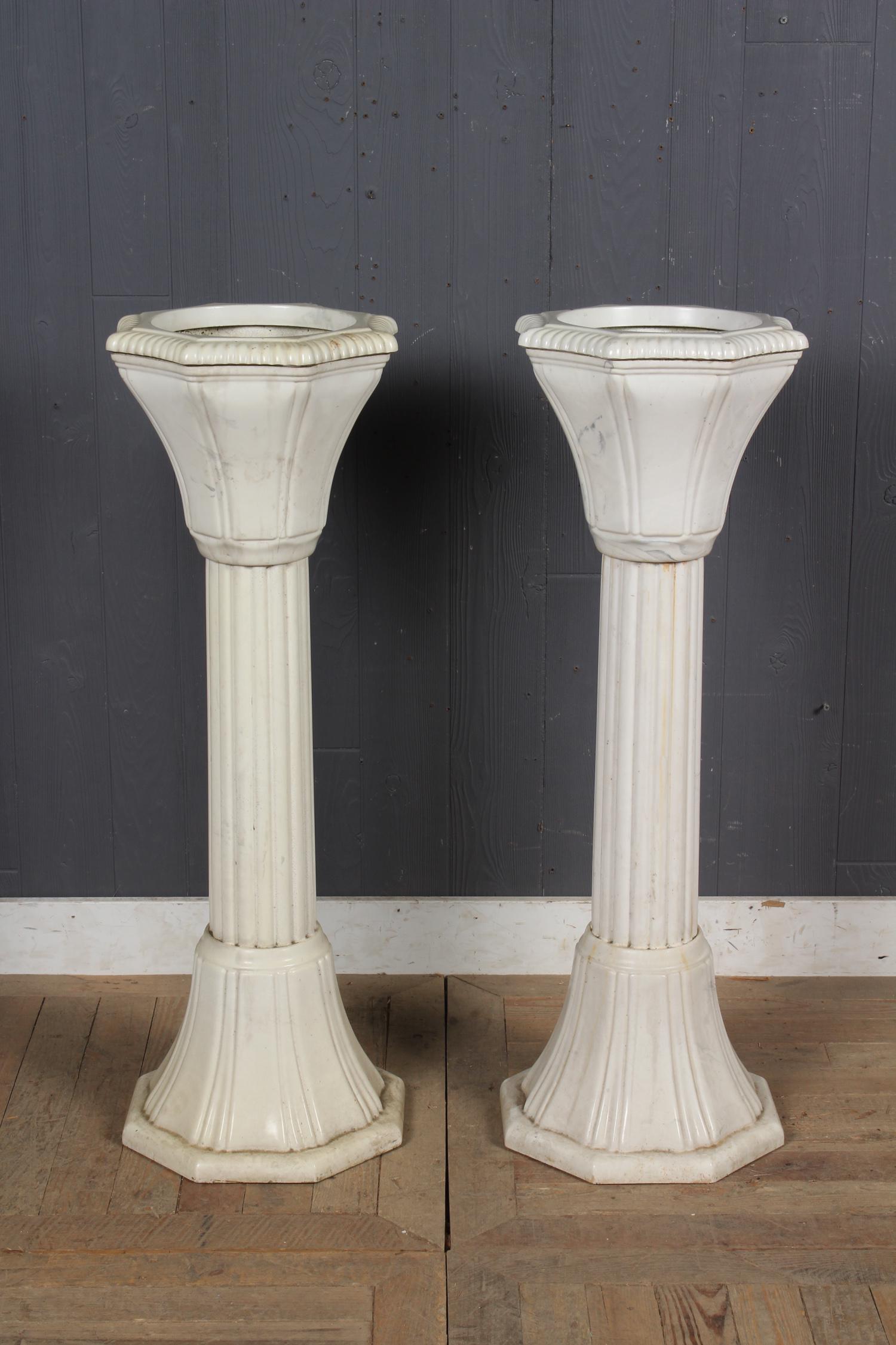 Pair Art Deco Style Column Planters (1 of 5)