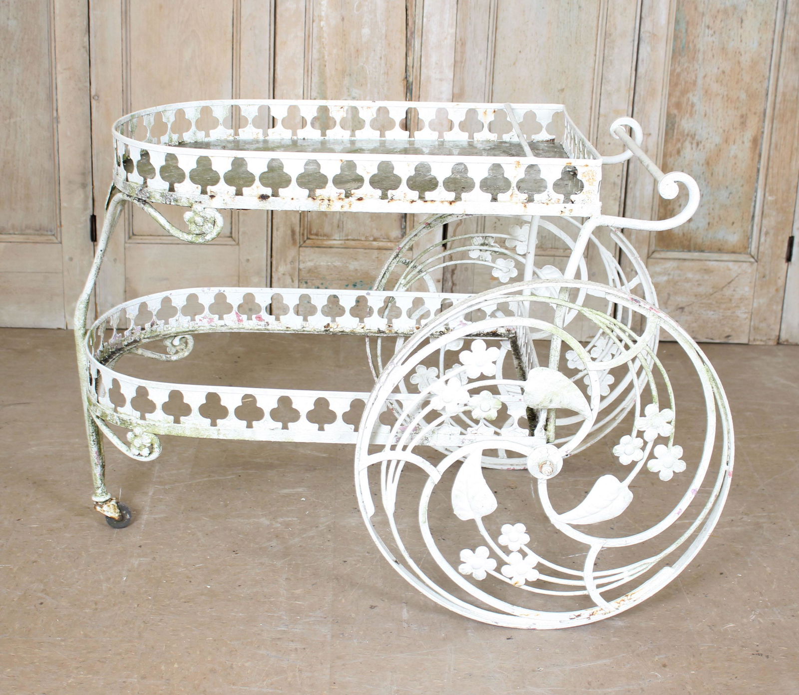 Wrought Iron Trefoil Motif Drinks Cart (1 of 7)