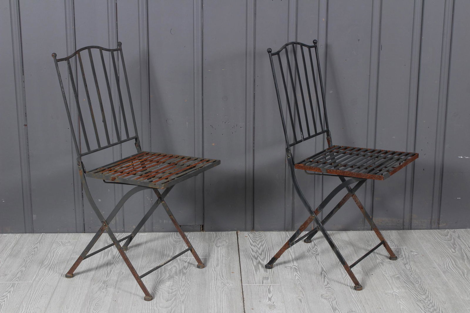 Pair Campaign Style Garden Chairs (1 of 5)