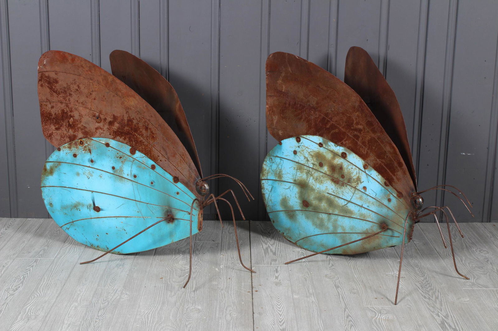 Pair Studio Made Figural Steel Butterflies (1 of 4)