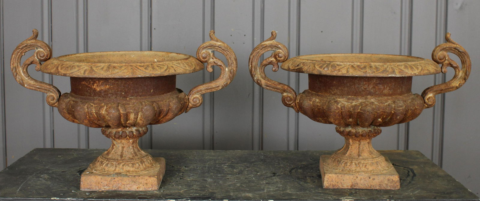 Pair Cast Iron Urns (1 of 5)