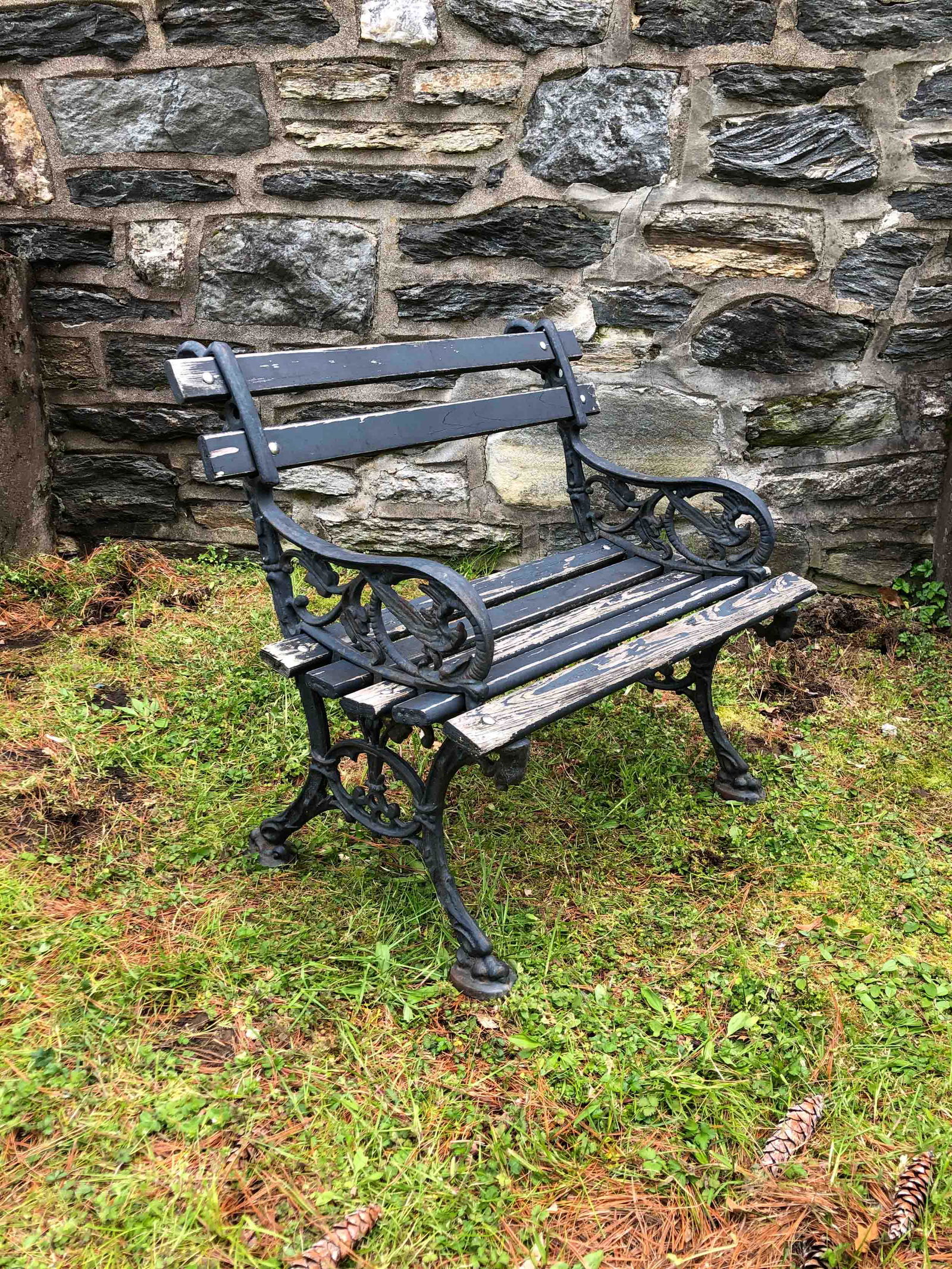 Child Sized Cast Iron and Wood Garden Bench (1 of 6)