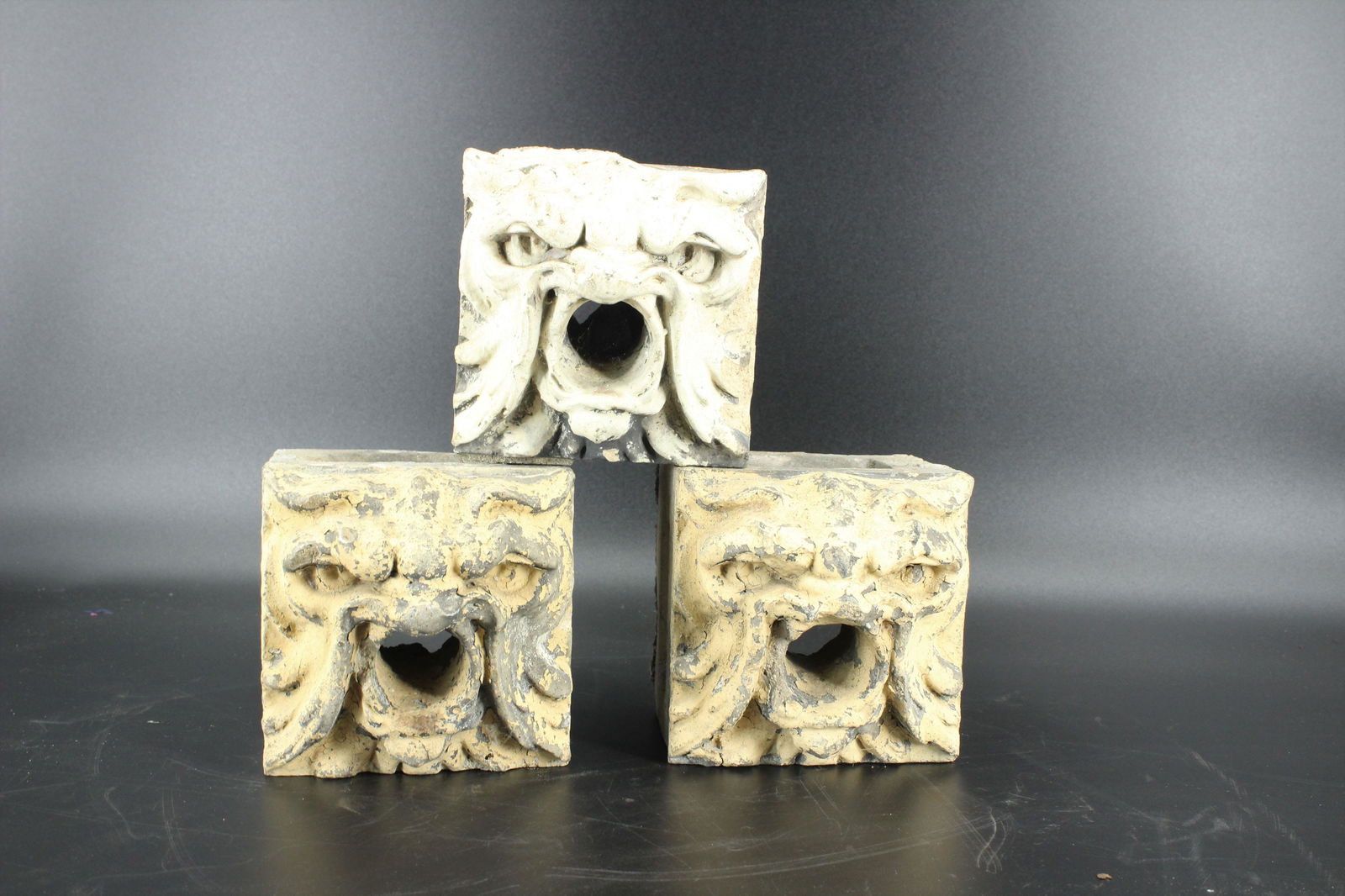Three 19th C Terracotta Gargoyle Fountain Spouts (1 of 4)