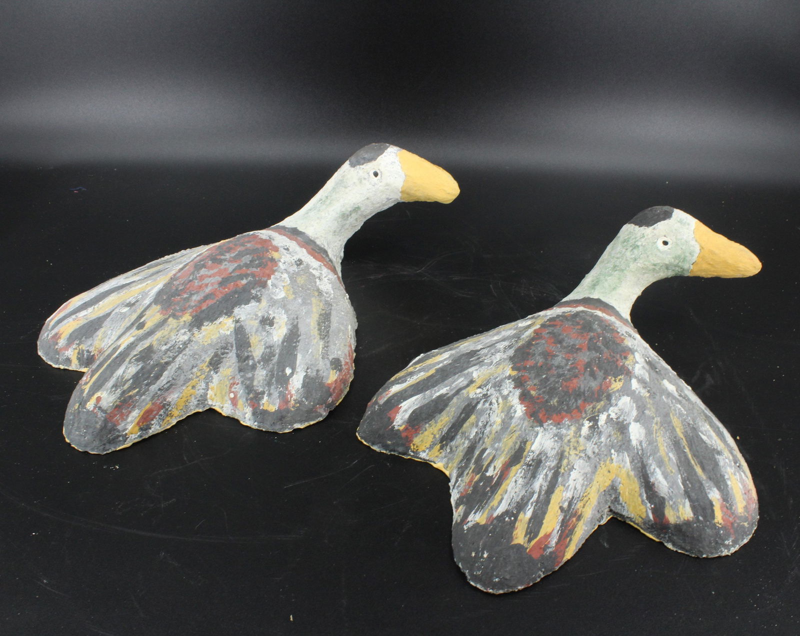 Pair French Wall Hung Cast Stone Painted Birds (1 of 3)