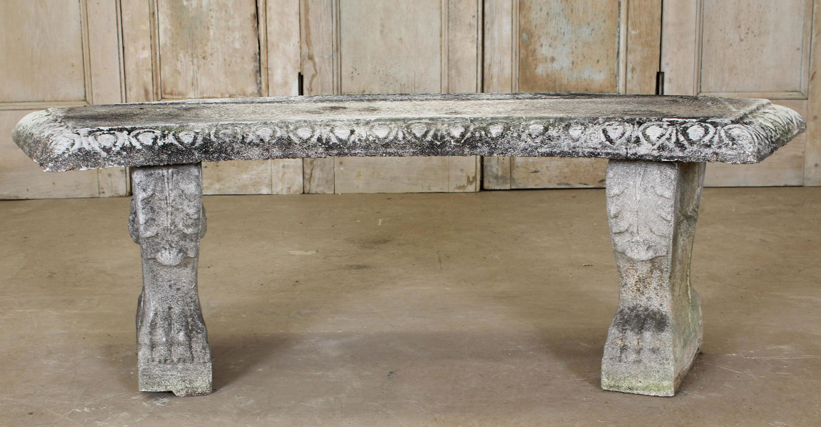 Cast Stone Lion Paw Curved Bench (1 of 4)