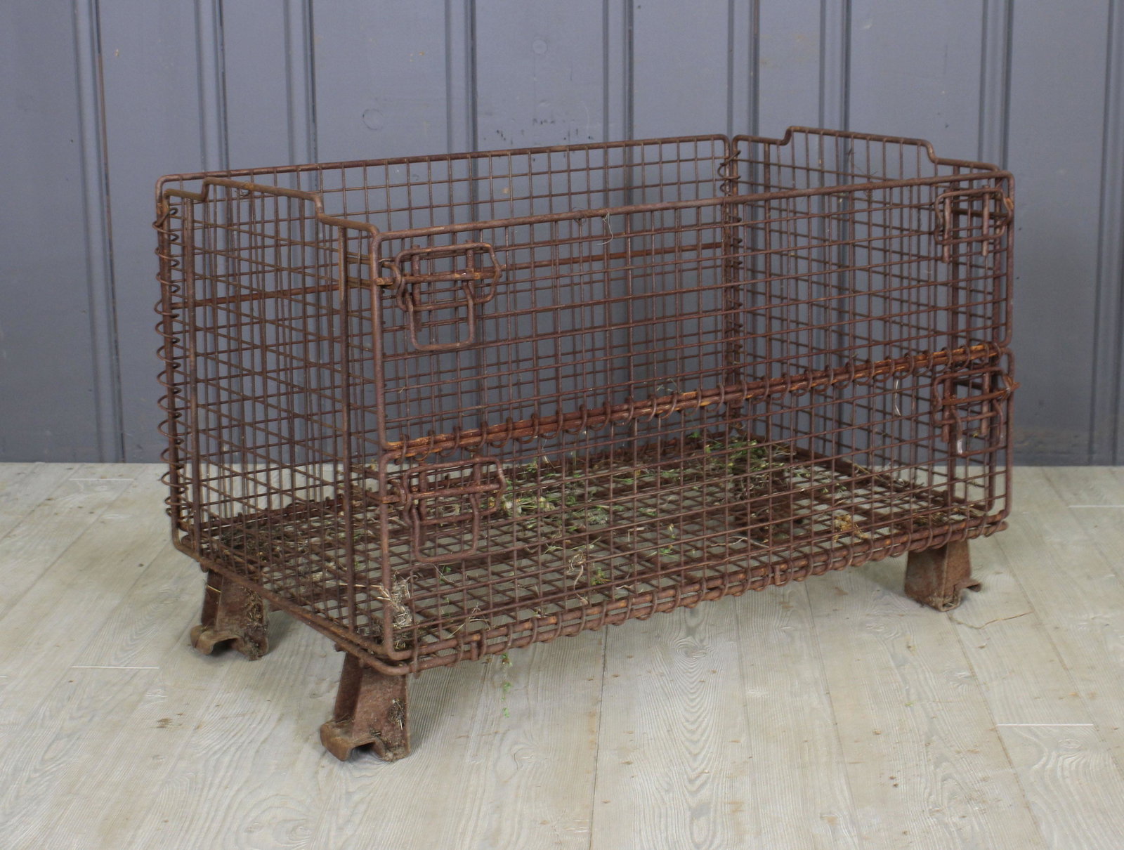 Industrial Mesh Bin: An interesting collapsible metal bin/basket. Size: 21.5"H x 30"W x 20"D