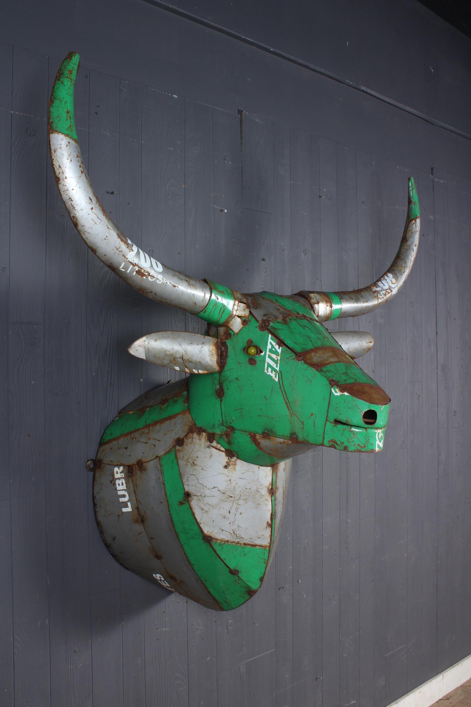 Folk Art Steel Longhorn Steer Head Mount (1 of 4)