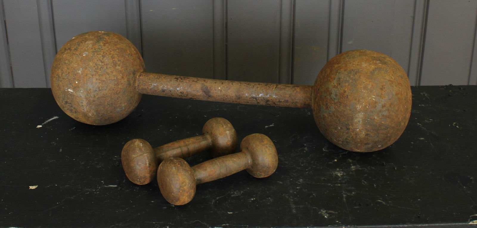 Lot of 3  Antique Dumbbells (1 of 4)