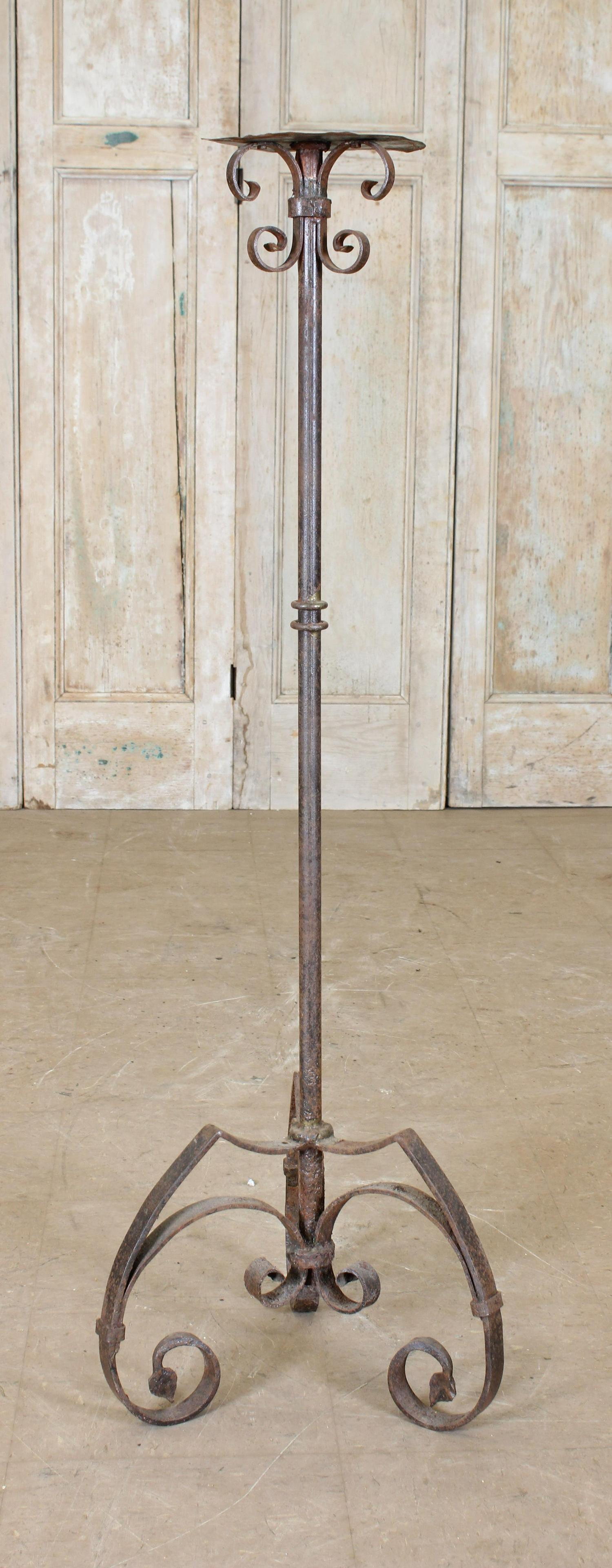 Wrought Iron Floor Candlestand: Wrought Iron Floor Candle stand. Size: 46.5" H x 16" diameter
