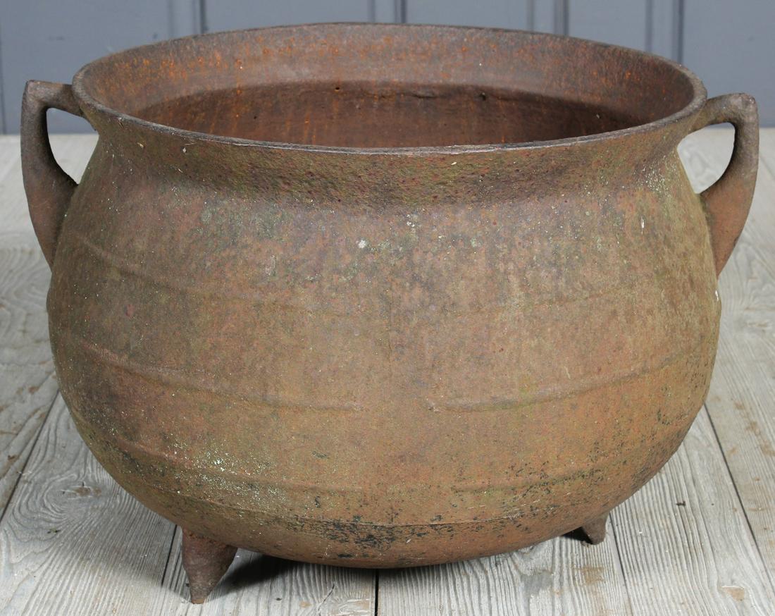 Art Deco Style Cast Iron Cauldron: Art Deco Style Cast Iron Cauldron. Size: 12" H x 18" W x 16" D
