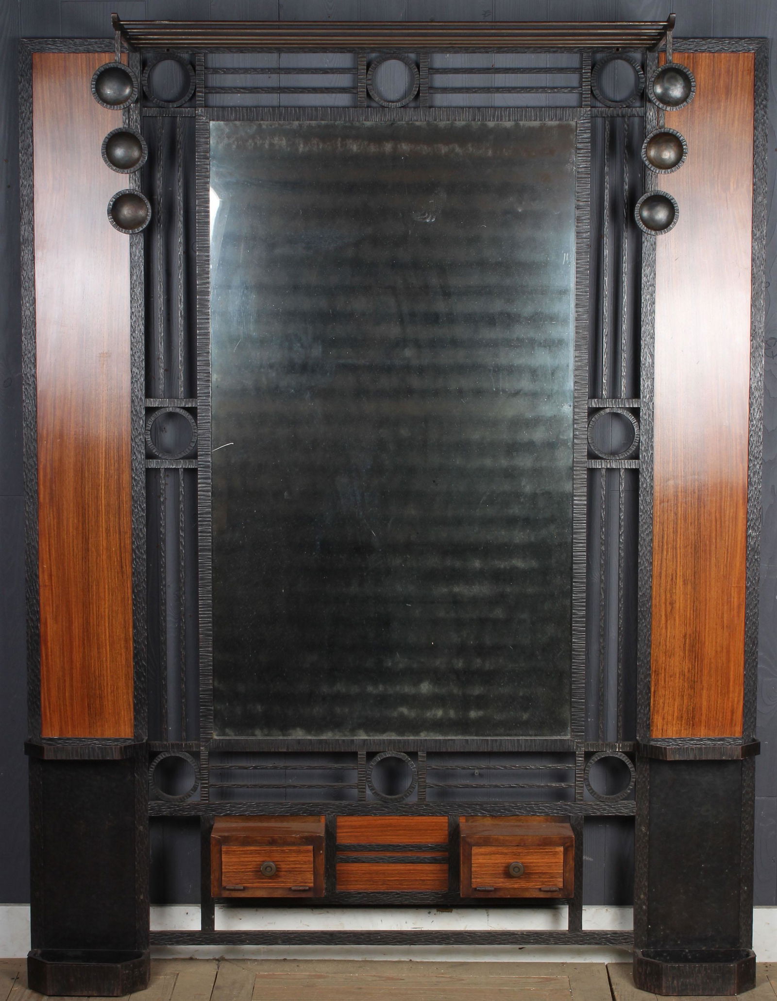 Paul Fleuret French Art Deco Fer Forge Coat Rack: Paul Fleuret French Art Deco Fer Forge Coat Rack. Inscribed by the artist. Size: 71" x 55.25" x 12.5"