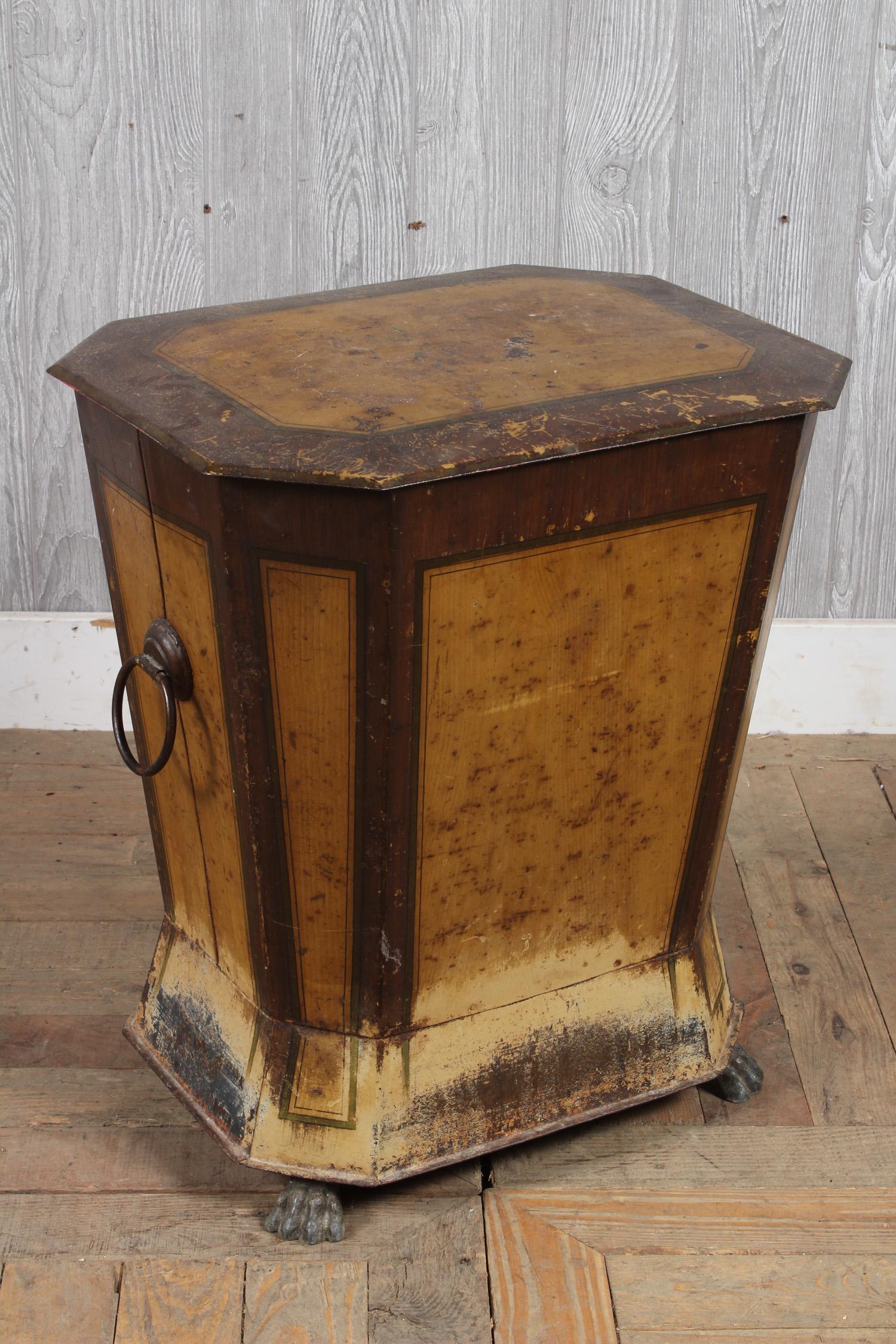Tole Painted Coal Scuttle: Tole Painted Coal Scuttle, with metal feet. Size: 22" H x 19" W x 15" D