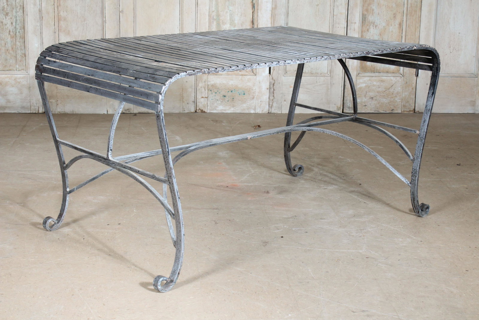 Elegant Continental Wrought Iron Table: Elegant Continental Wrought Iron Table. Size: 29" x 75" x 31.5"