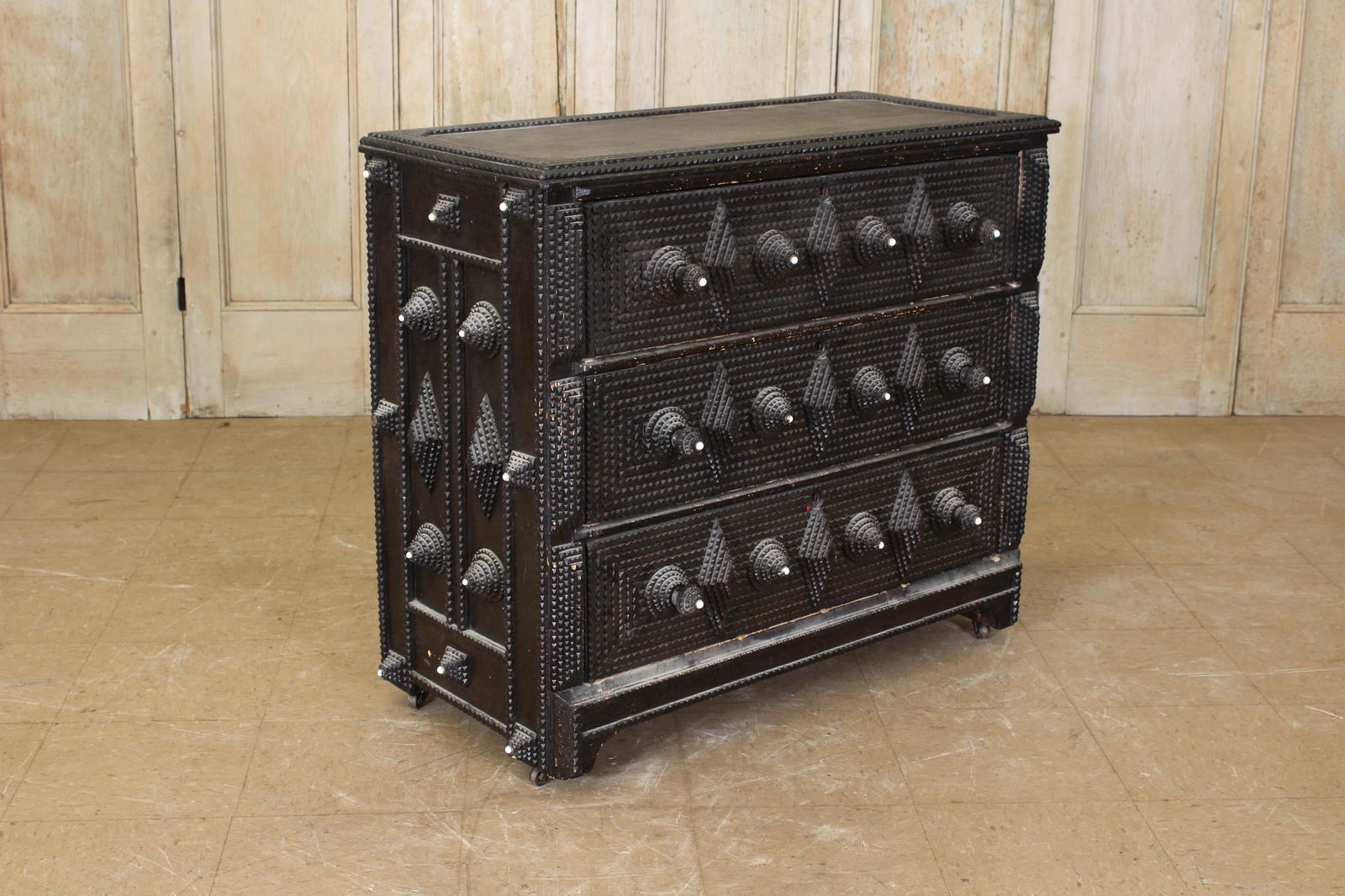 Tramp Art Chest of Drawers: Tramp Art Chest of Drawers. Size: 33.5" x 40" x 19"