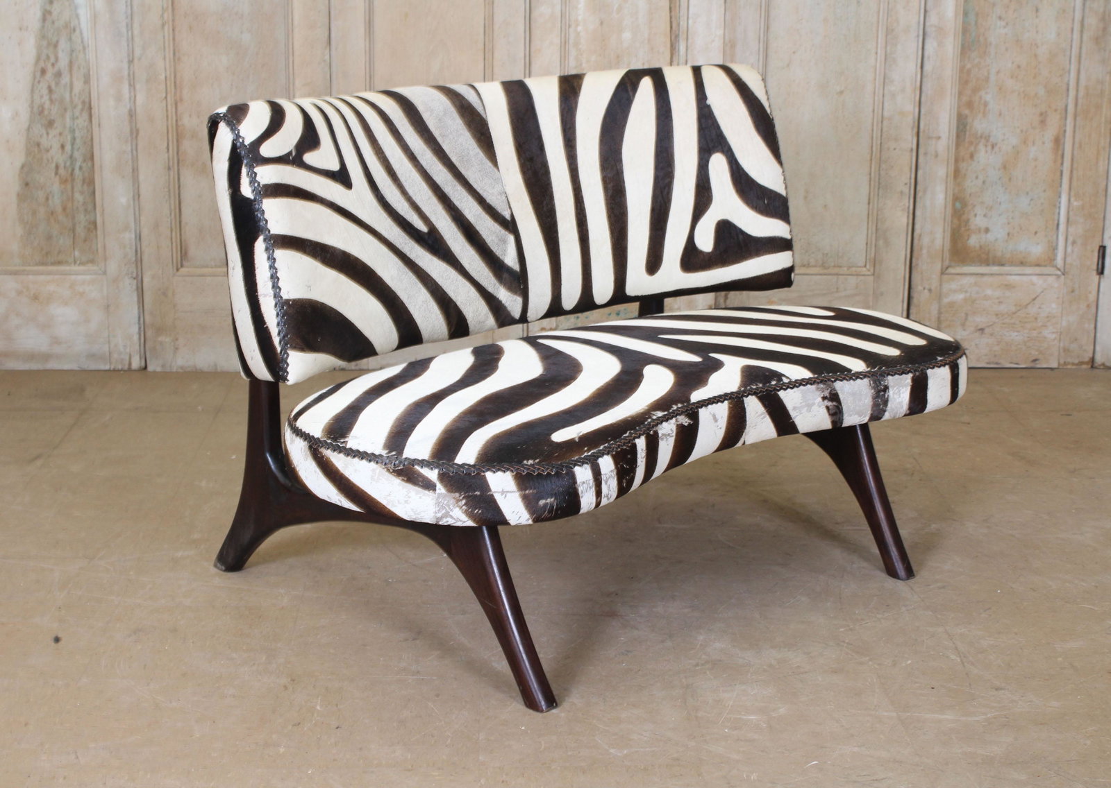 Kagan Style Zebra Settee: Kagan Style Zebra Settee.Size: 33.5" x 51" x 36"