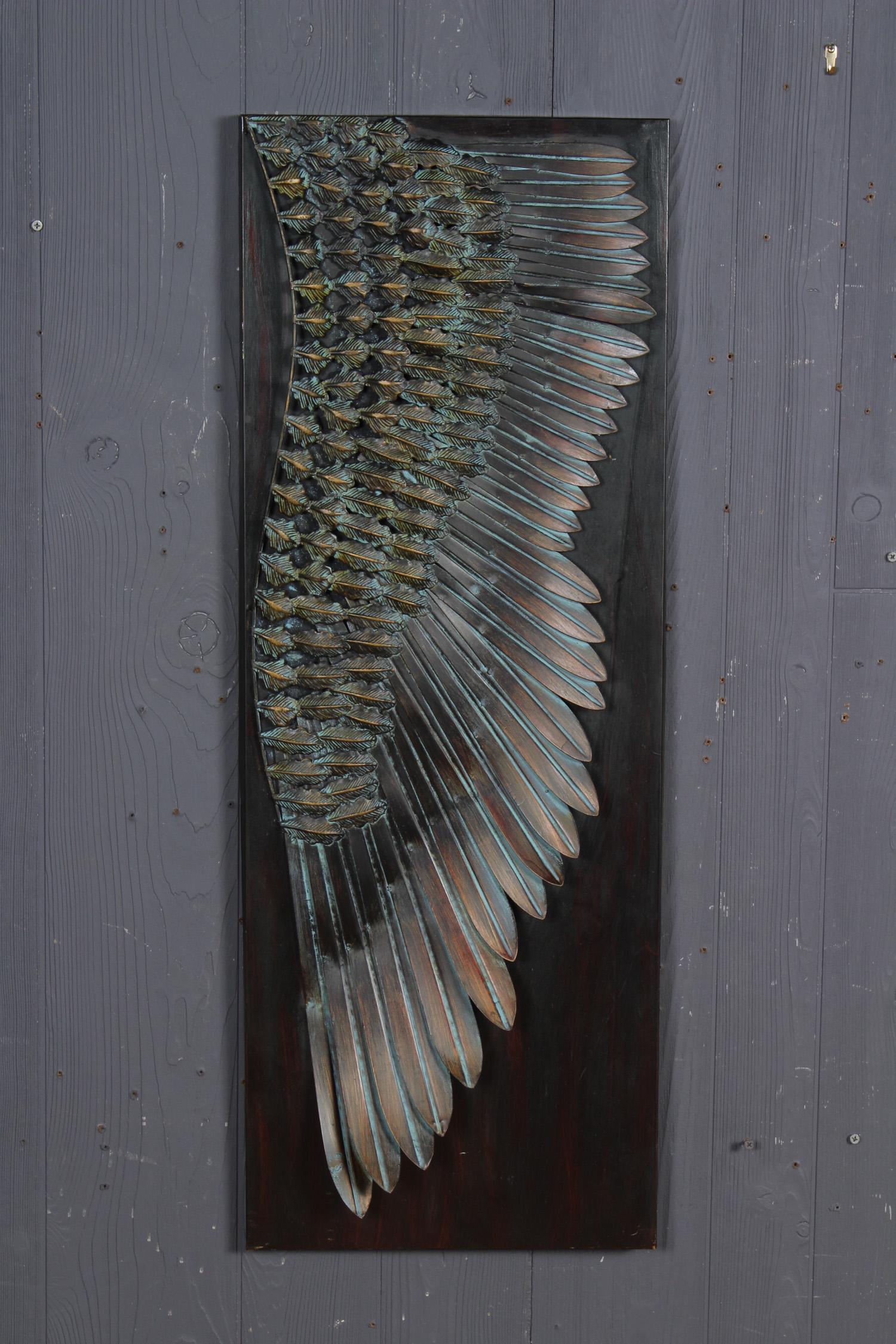 Decorative Metal Wing Plaque: Decorative Metal Wing Plaque. Size: 37" H x 13.5" W x 3" D