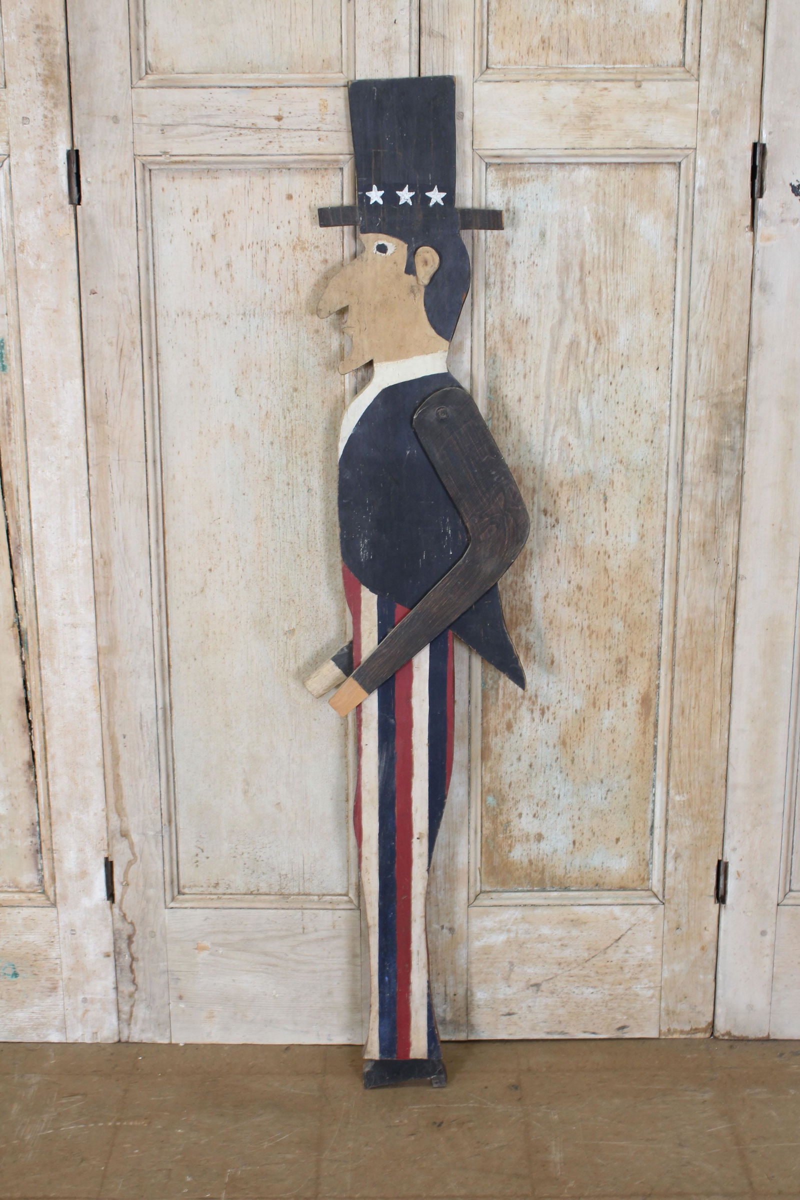 Folk Art Uncle Sam Standee: Folk Art Uncle Sam Standee. Size: 59" high.