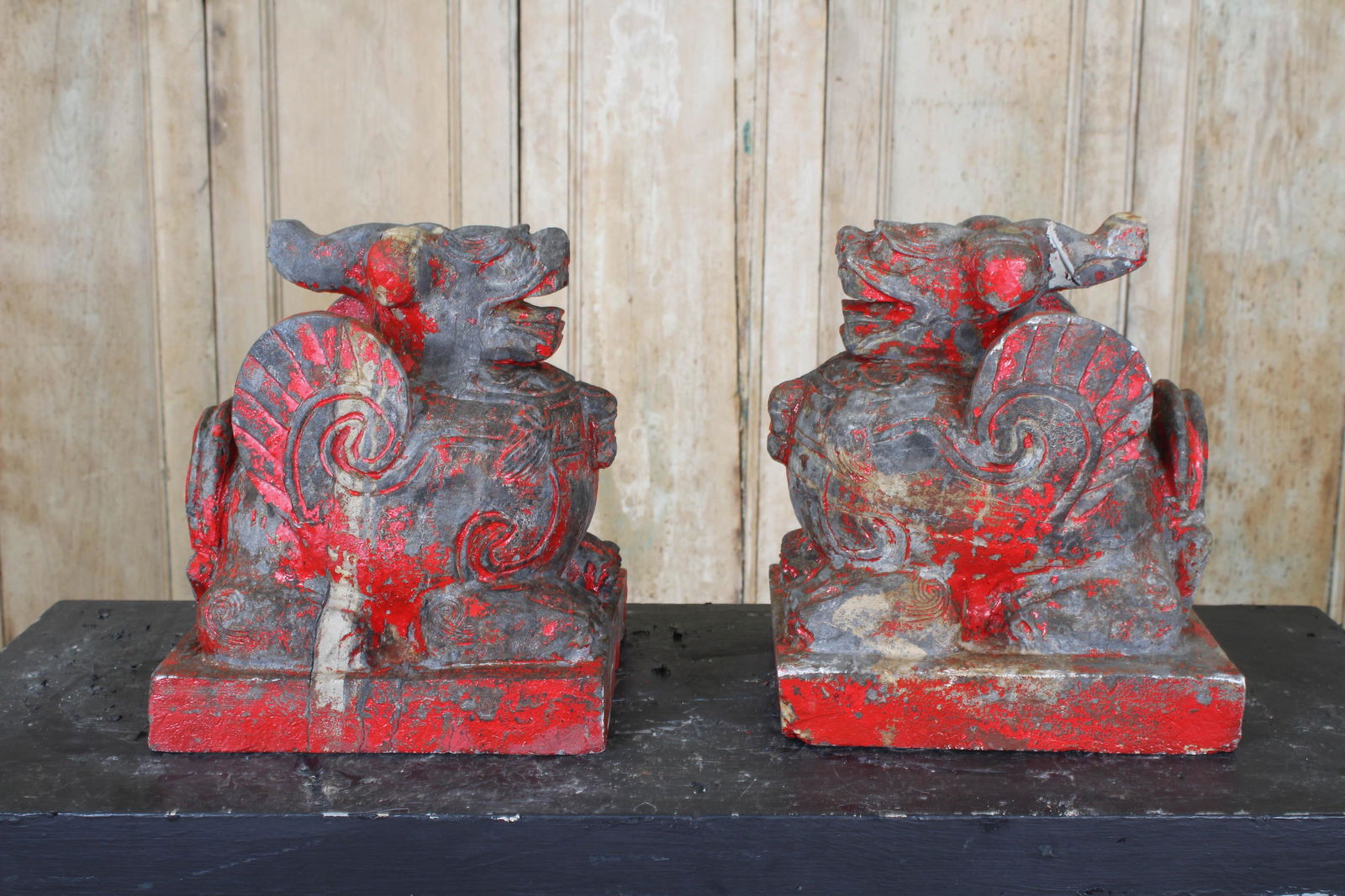 Archaic Chinese Stone Qilin or Pixiu Guardians (1 of 13)