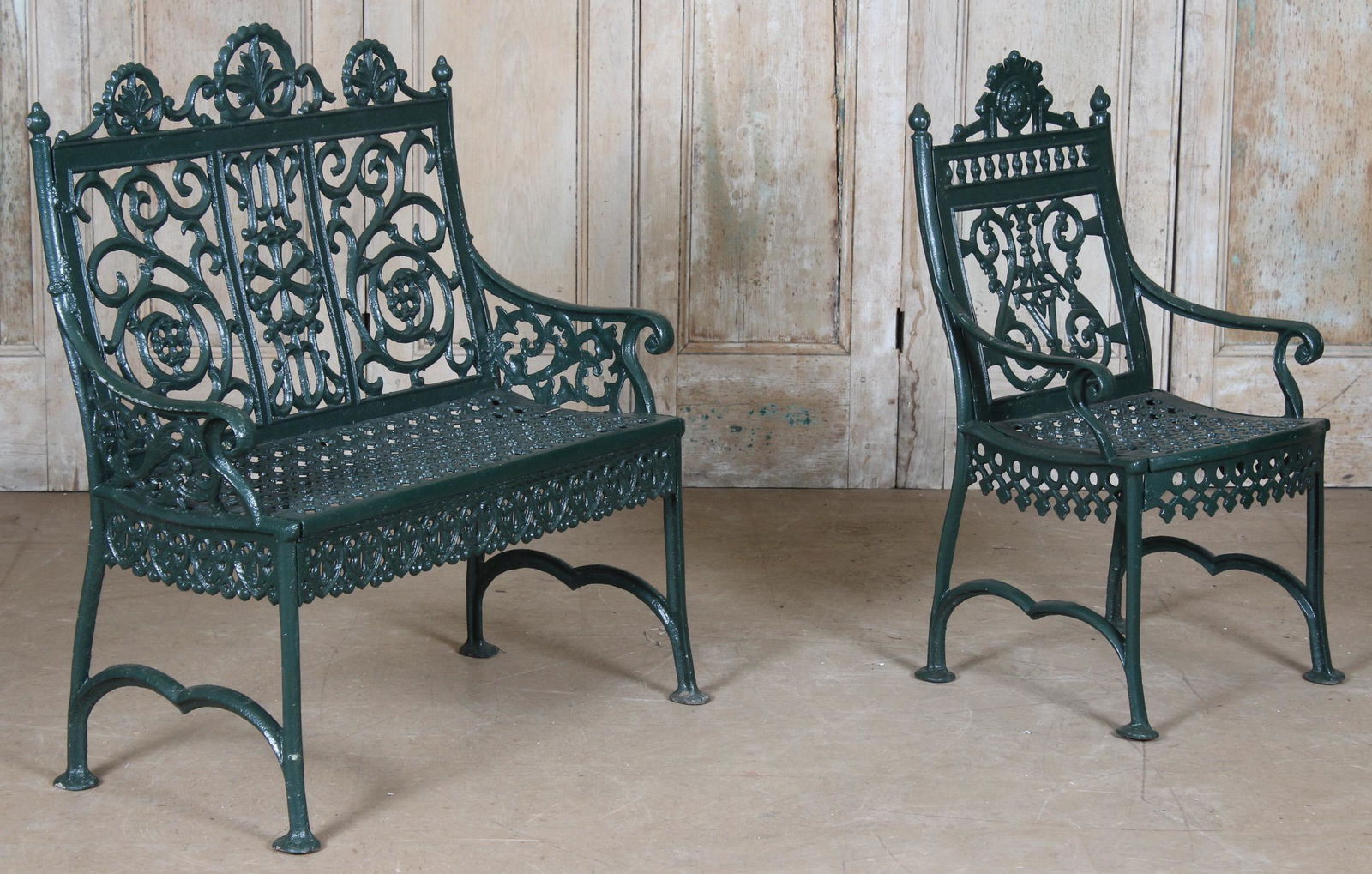 Cast Iron Bench and Chair Suite (1 of 4)