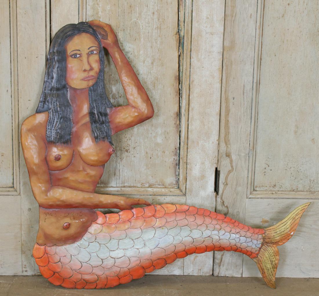 Yves Darius Steel Painted Mermaid Haitian Wall Art (1 of 5)