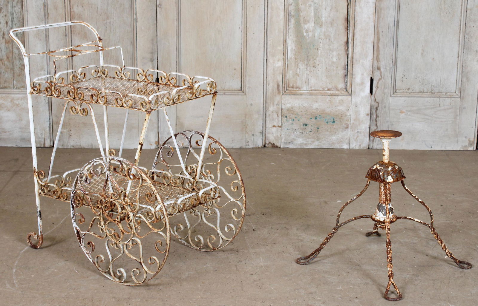 Wrought Iron Drinks Cart and Chair Base (1 of 4)