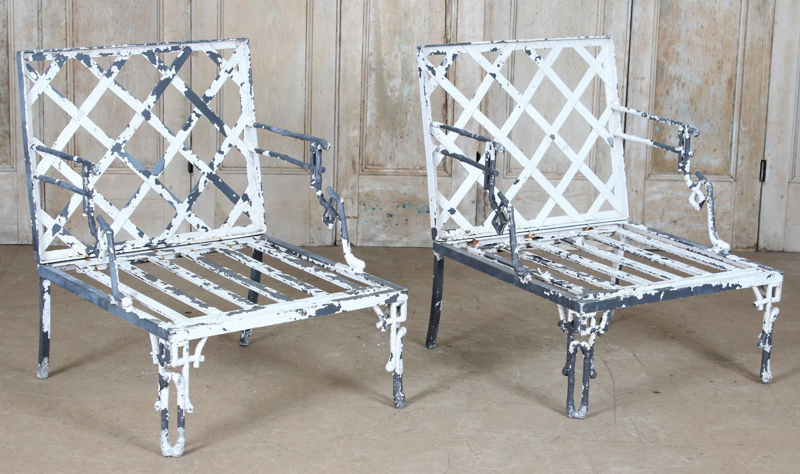 Pair Aluminum Faux Bamboo Patio Chairs (1 of 4)