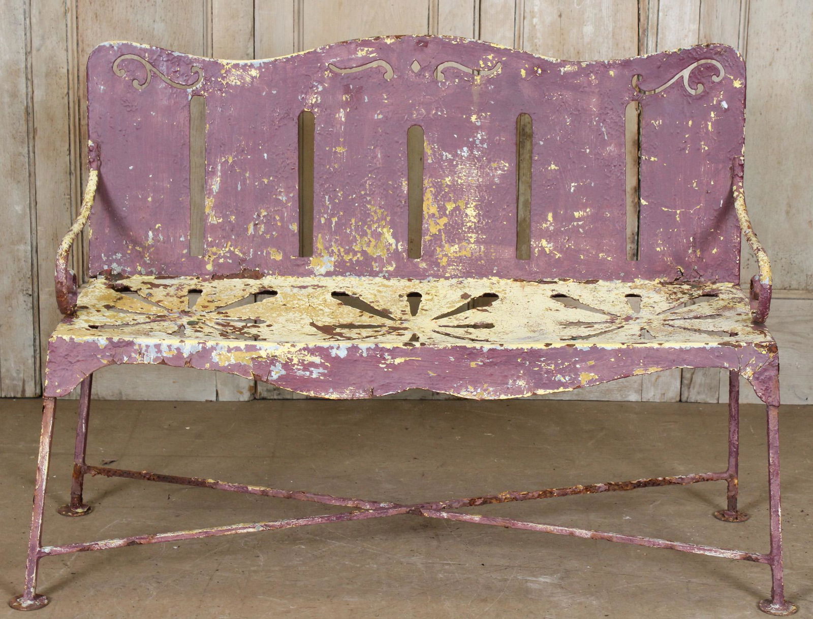 Wrought Iron and Pierced Metal Garden Bench (1 of 5)