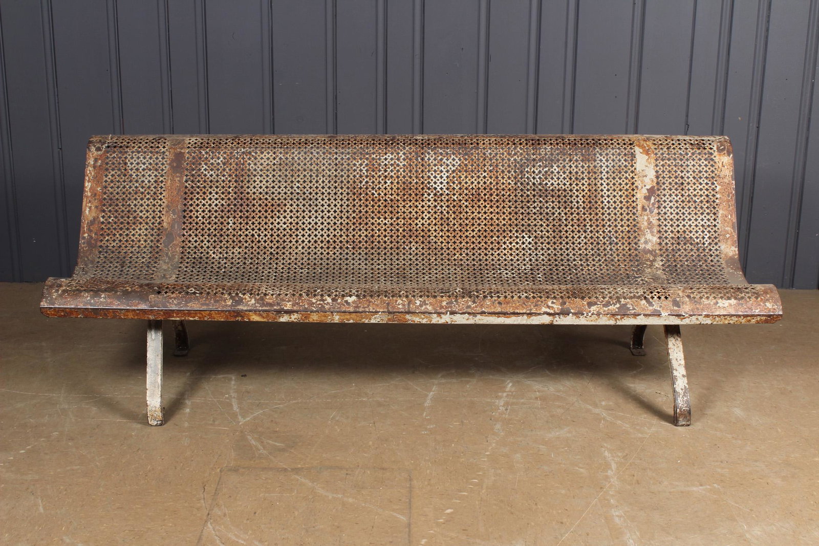 Continental Perforated Steel Station Bench: Continental Perforated Steel Station Bench. Size: 27" H x 79" W x 29.5" D