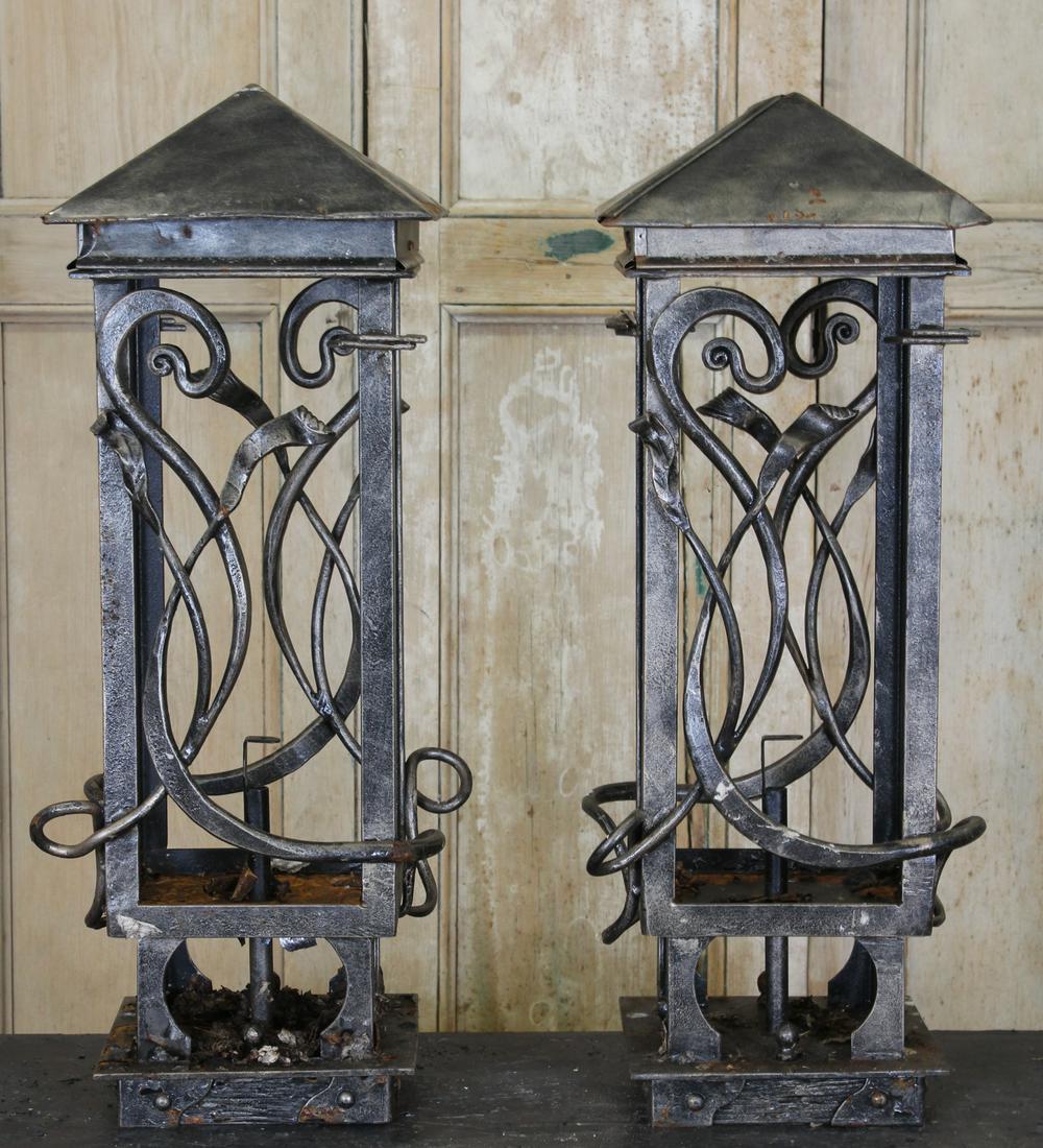 Pair Continental Wrought Iron Lanterns (1 of 6)