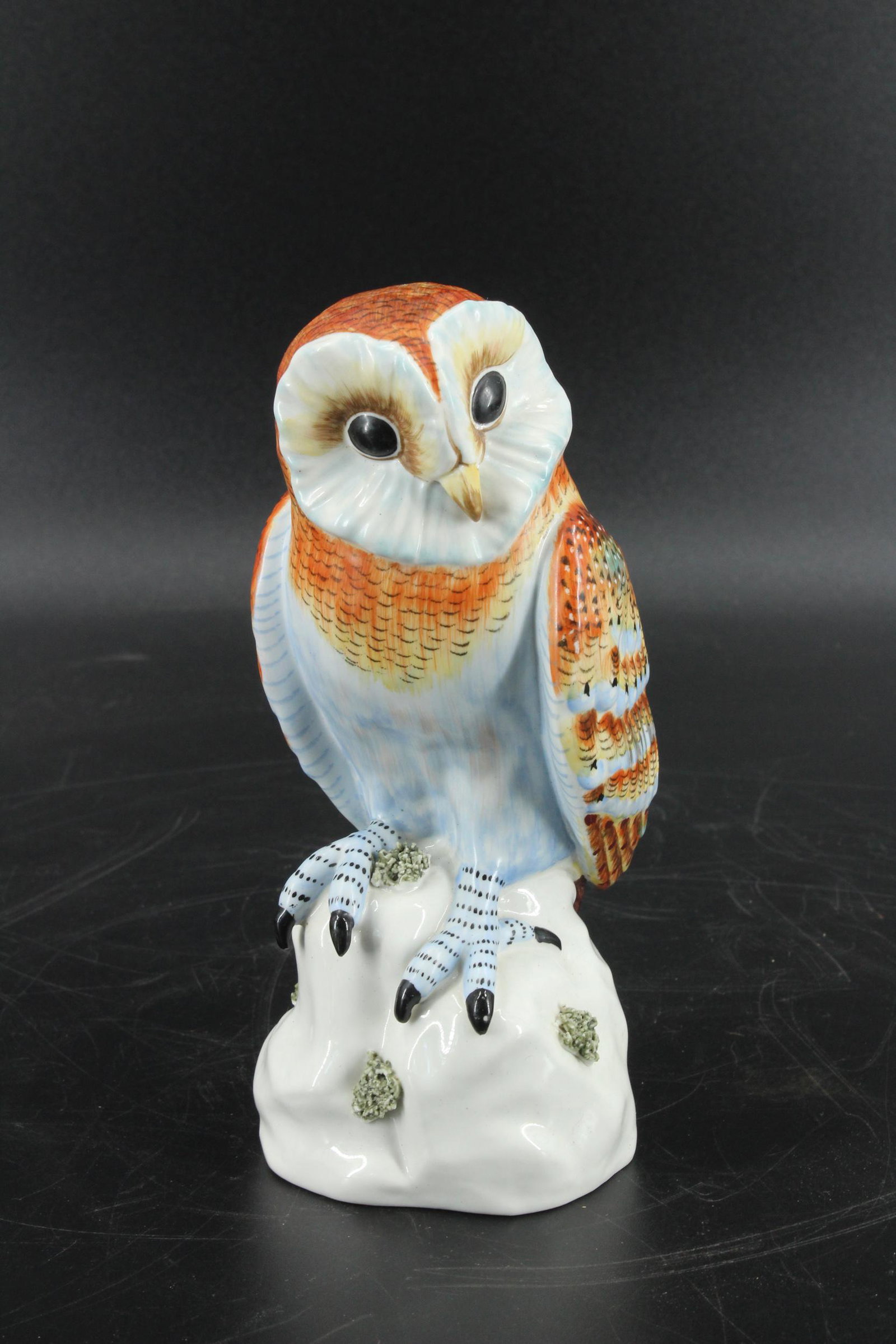 Mottahedeh Owl Porcelain Figure: Mottahedeh Owl Porcelain Figure, A Mottahedeh Design label on bottom. Size:7.5" H x 4" W x 3" D