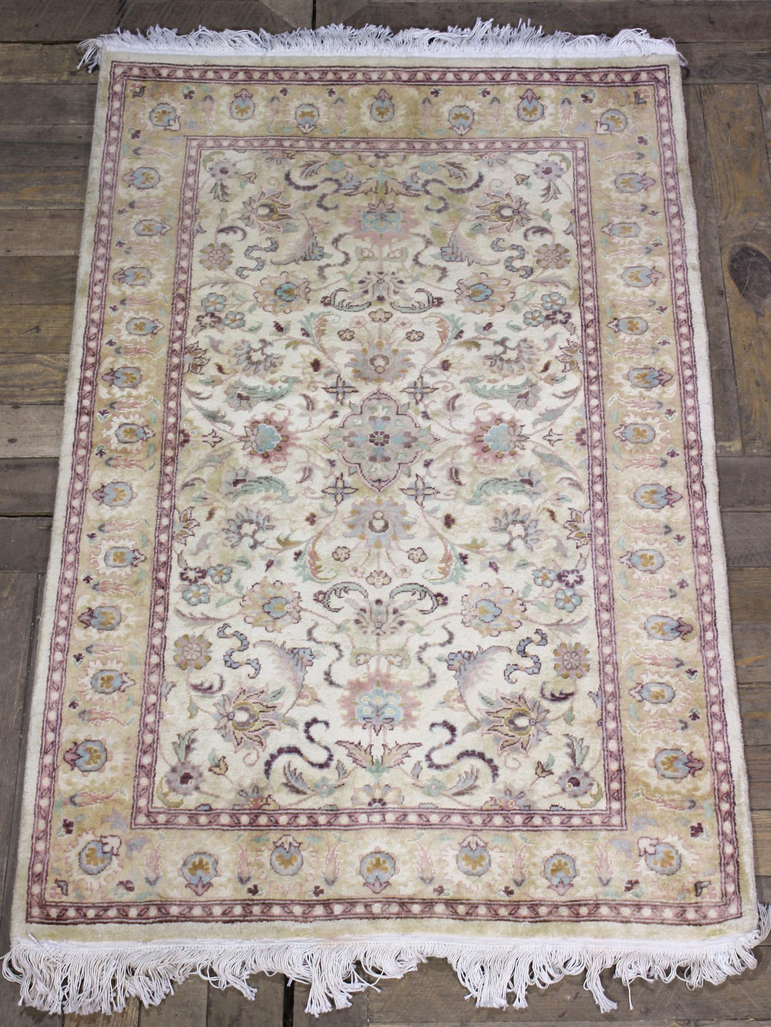 Silk Kerman Style Rug 2'7" x 4'2": Silk Kerman Style Rug. Size: 50" L x 31" W