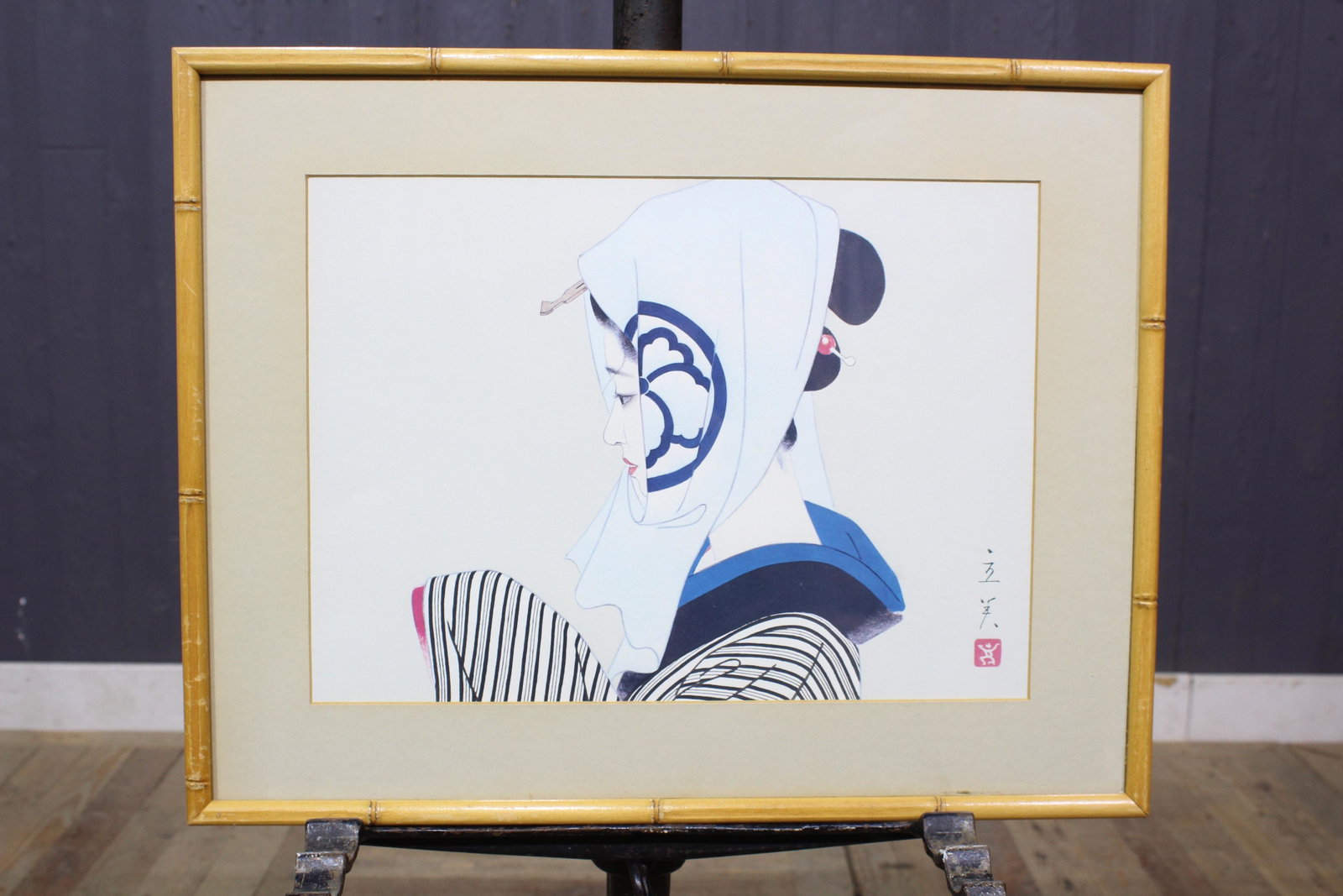 Modern Japanese Print a la Jacoulet: Modern Japanese Print a la Jacoulet.Size: frame 14" x 18.25" sight 9.75" x 13.25"