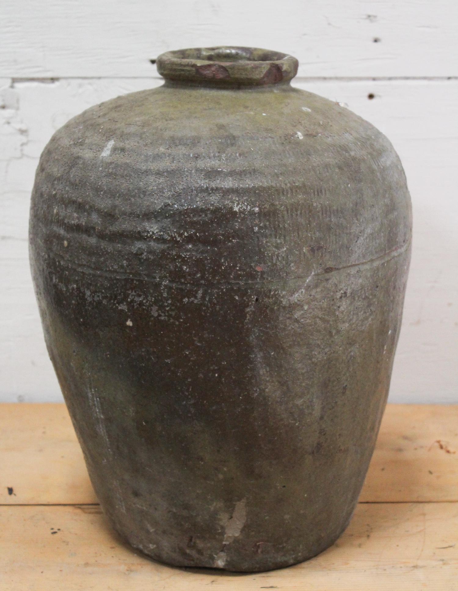 Chinese Glazed Earthenware Vessel: Chinese Glazed Earthenware Vessel with incised decoration. ***Please Note: This is an on-site online auction with specific Pick up terms and conditions. Pick up day is scheduled for 8/29 in Frazer, PA