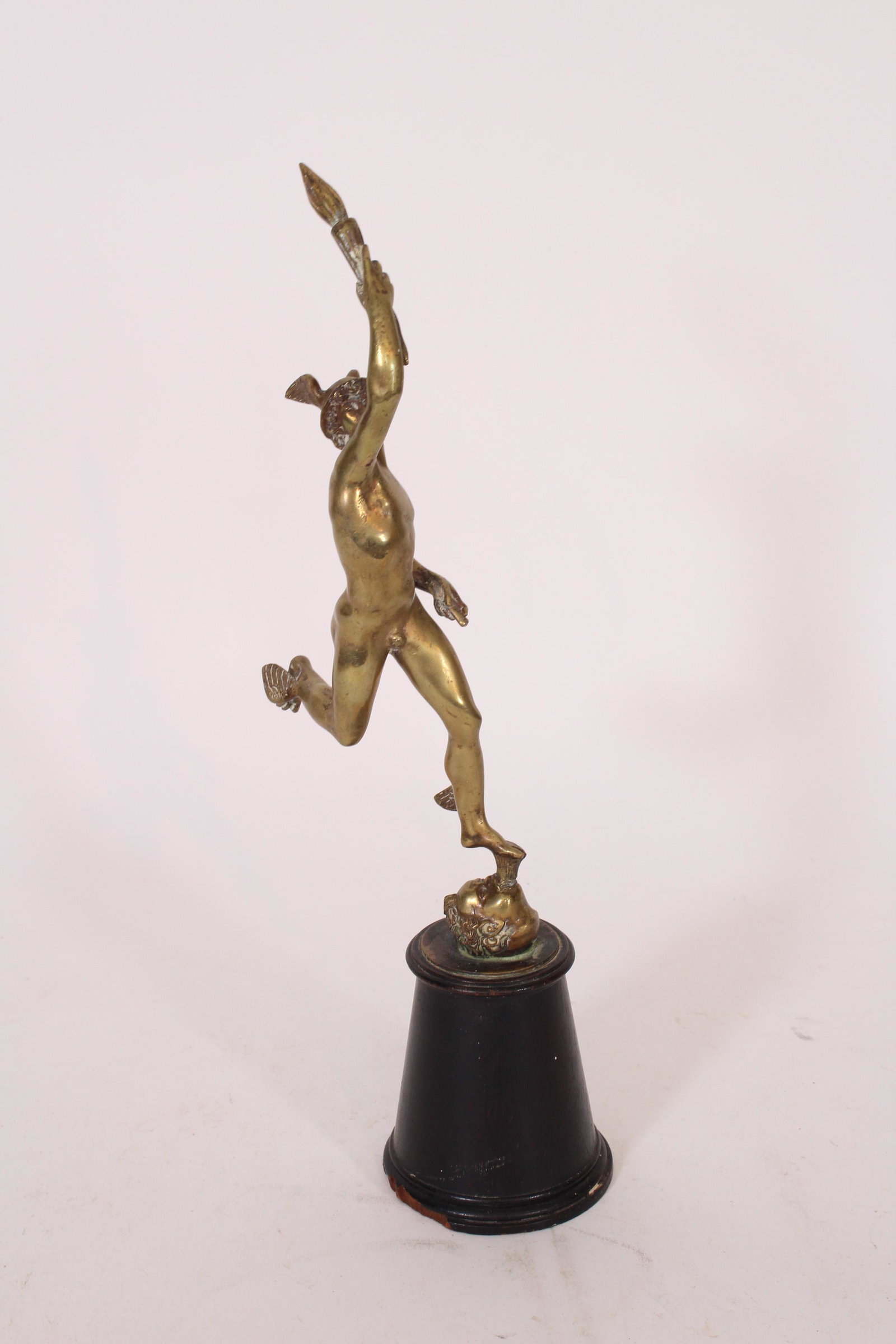 Bronze Sculpture of Hermes or Mercury: Bronze Sculpture of Hermes or Mercury. Unmarked. Size: 13.5" x 3.25" ***Please Note: This is an on-site online auction with specific Pick up terms and conditions. Pick up day is scheduled for 8/29 in 