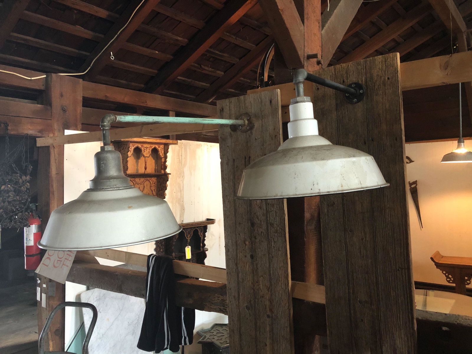 Pair OC White Style Enamel Wall Lighting Fixtures: Pair OC White Style Enamel Wall Lighting Fixtures. Size: 16" diameter. ***Please Note: This is an on-site online auction with specific Pick up terms and conditions. Pick up day is scheduled for 8/29 i