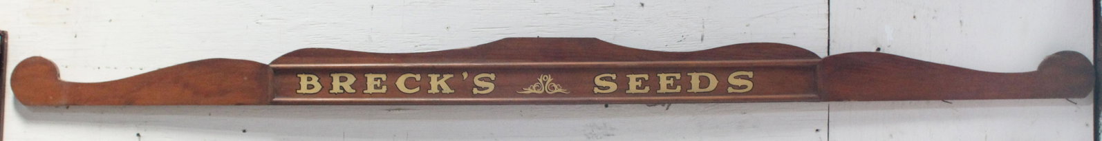 Vintage Advertising Sign: Vintage Advertising Sign. For Breck's Seeds. Size: 5.5" x 89" ***Please Note: This is an on-site online auction with specific Pick up terms and conditions. Pick up day is scheduled for 8/29 in Frazer,