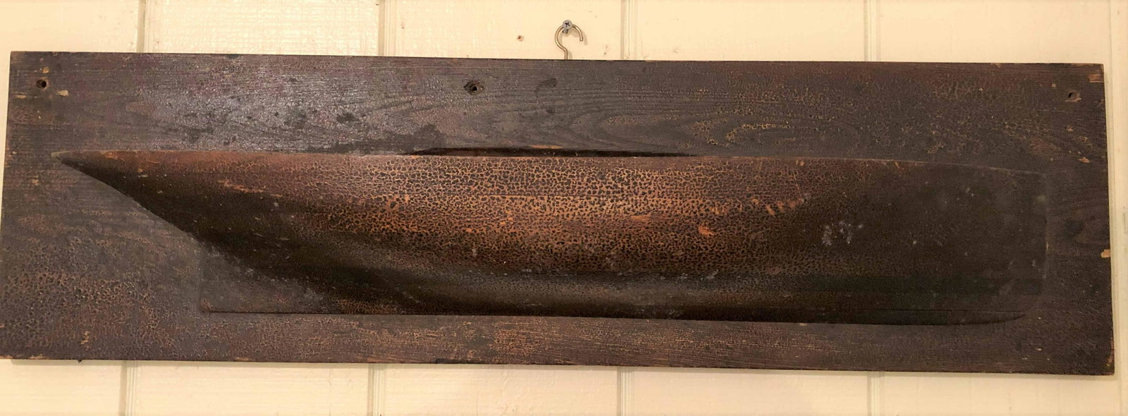 Antique Half Hull Model of a Scottish Zulu: Antique Half Hull Model of a Scottish Zulu. Mounted on back board. Size: 10" x 35" ***Please Note: This is an on-site online auction with specific Pick up terms and conditions. Pick up day is schedule