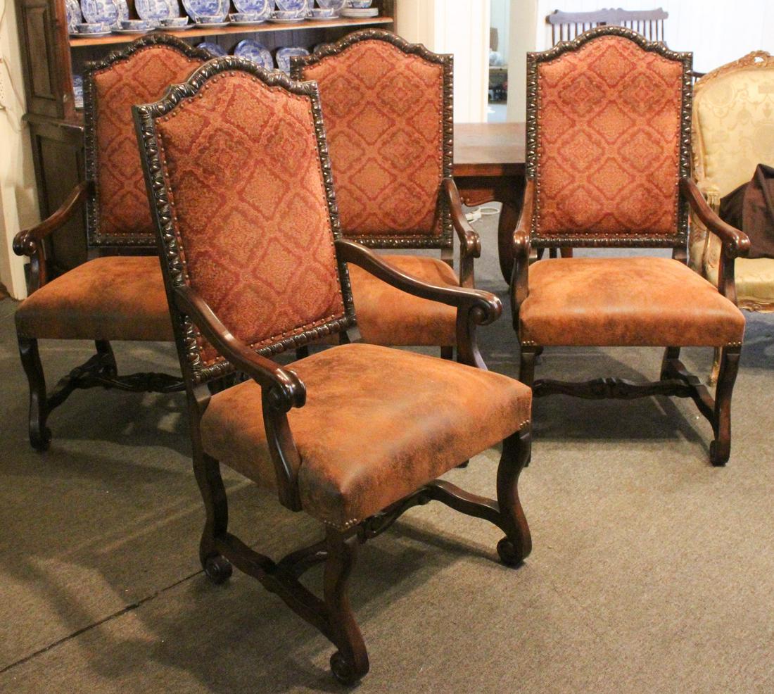 4 French Taste Armchairs on Ossa di Montone Frames: 4 French Taste Armchairs on Ossa di Montone Frames. Size: 47" x 25" x 23" ***Please Note: This is an on-site online auction with specific Pick up terms and conditions. Pick up day is scheduled for 8/2