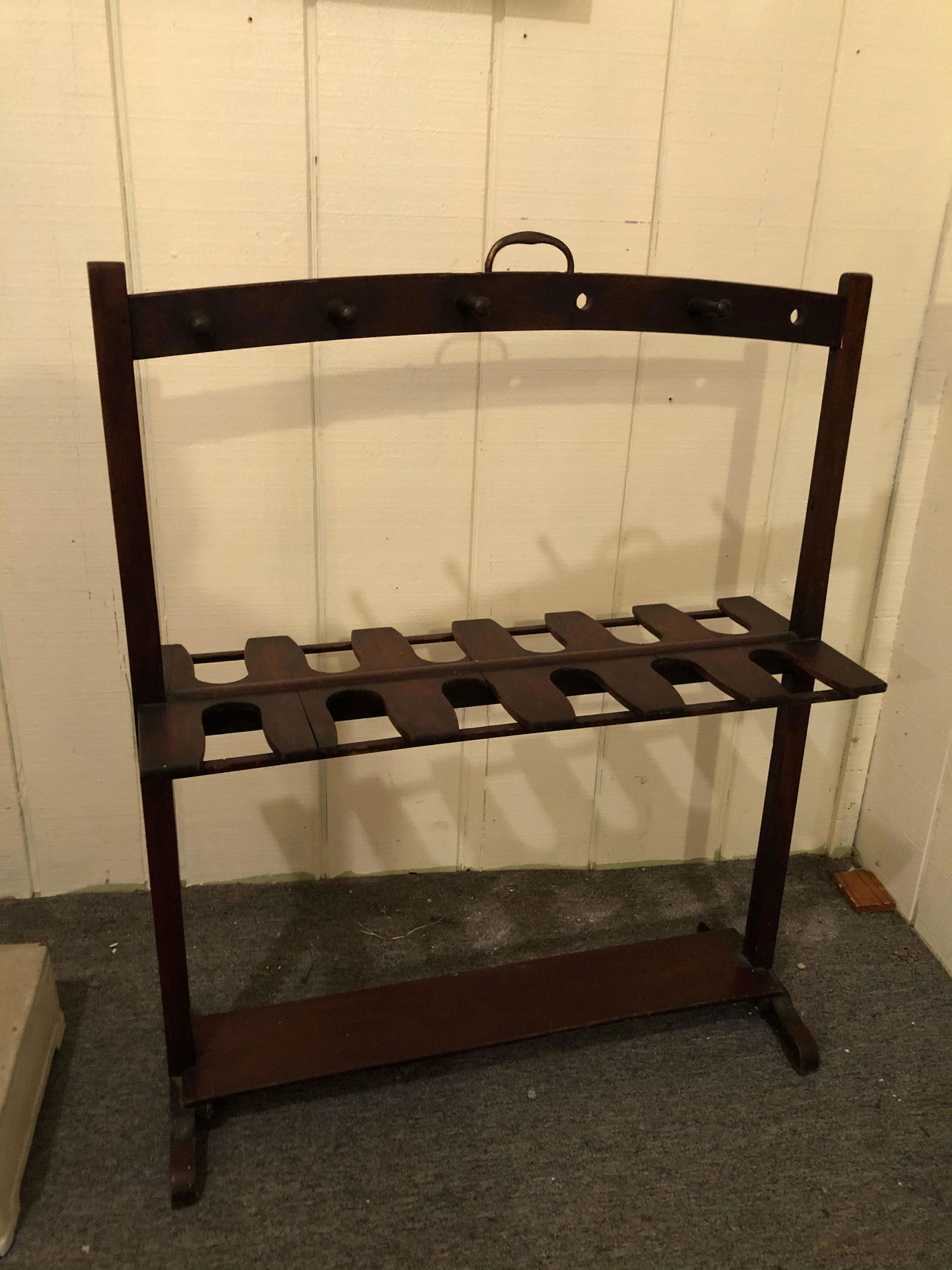 Gents Club Walking Stick Valet Stand: Gents Club Walking Stick or Cane Valet Stand. Portable. Size: 37" x 29" x 10.5" ***Please Note: This is an on-site online auction with specific Pick up terms and conditions. Pick up day is scheduled f