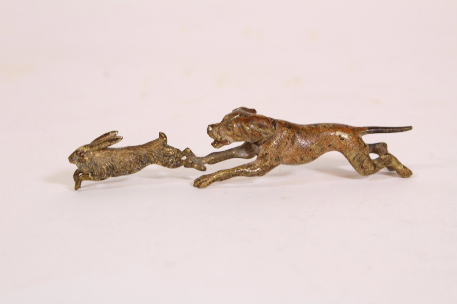 Vienna Bronze Dog and Hare Group: Vienna Bronze Dog and Hare Group. Size: 1" x 4.25" ***Please Note: This is an on-site online auction with specific Pick up terms and conditions. Pick up day is scheduled for 8/29 in Frazer, PA. There 