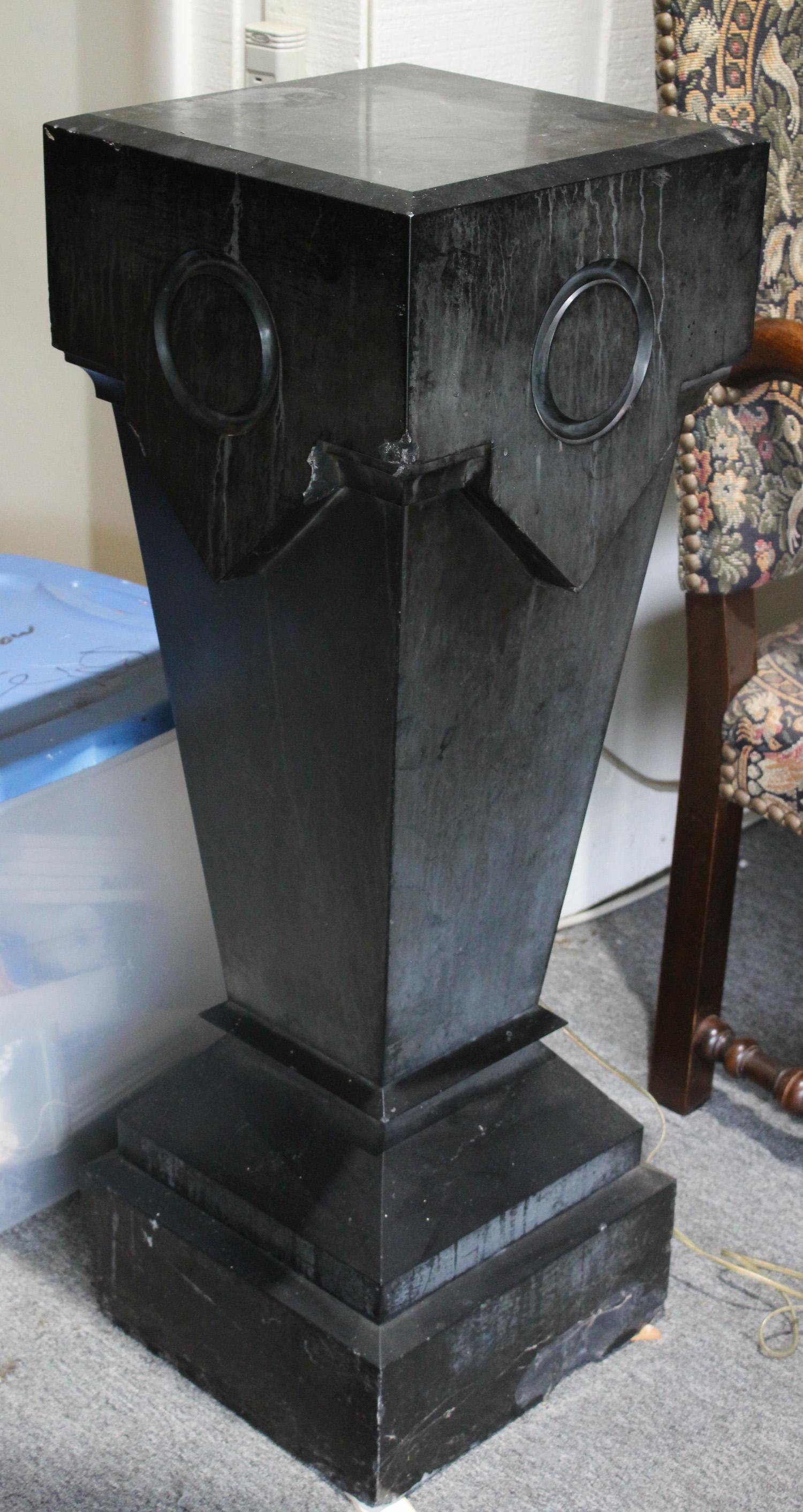 An American Victorian Carved Slate Pedestal: An American Victoria late 19th century carved slate pedestal. Size: 40"H x 14"Wx 14"D ***Please Note: This is an on-site online auction with specific Pick up terms and conditions. Pick up day is sched