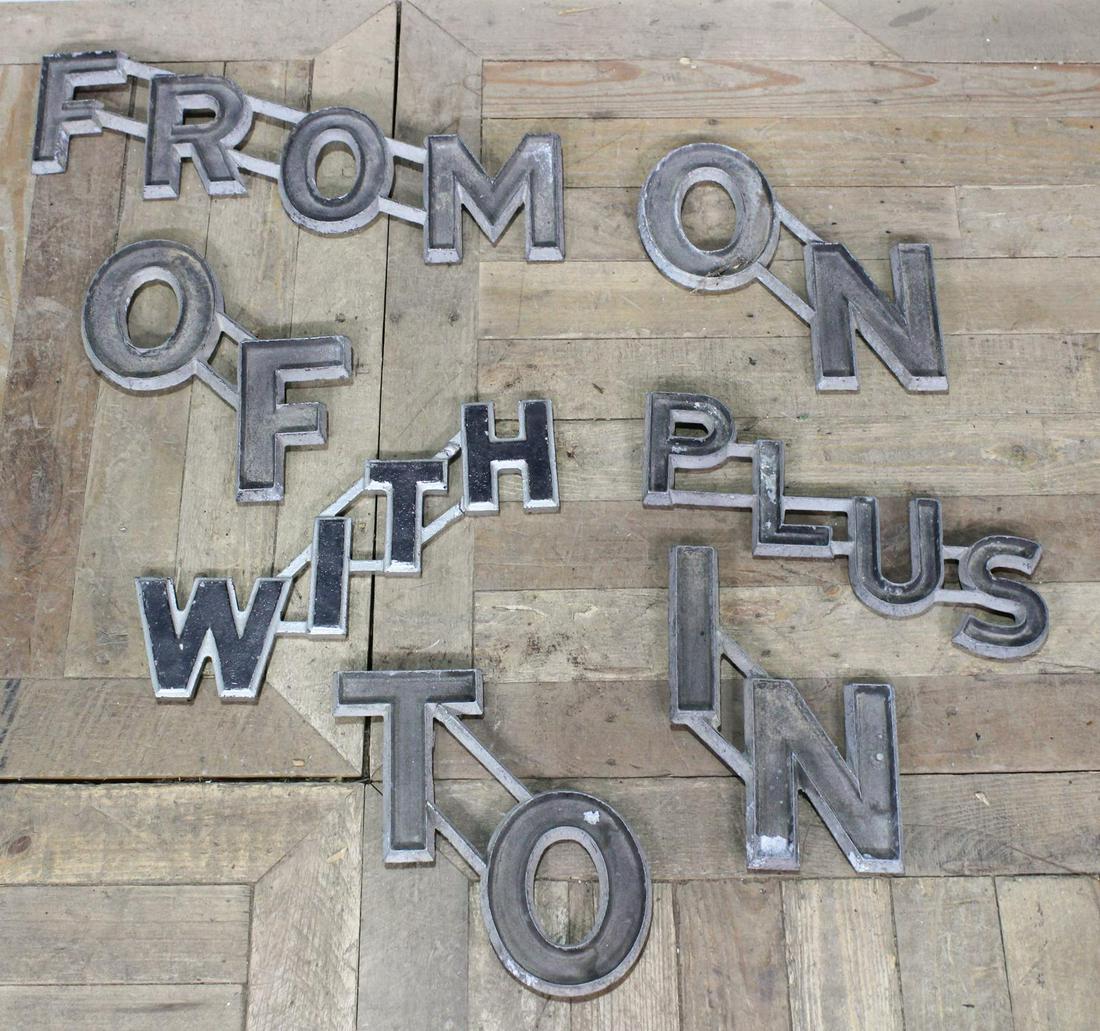 Marquee Title Prepositions: Marquee Title Prepositional Phrases. Cast Metal Marked Wagner Sign Services Inc. Size: Largest: 6" H X 18.5" W X 1" D